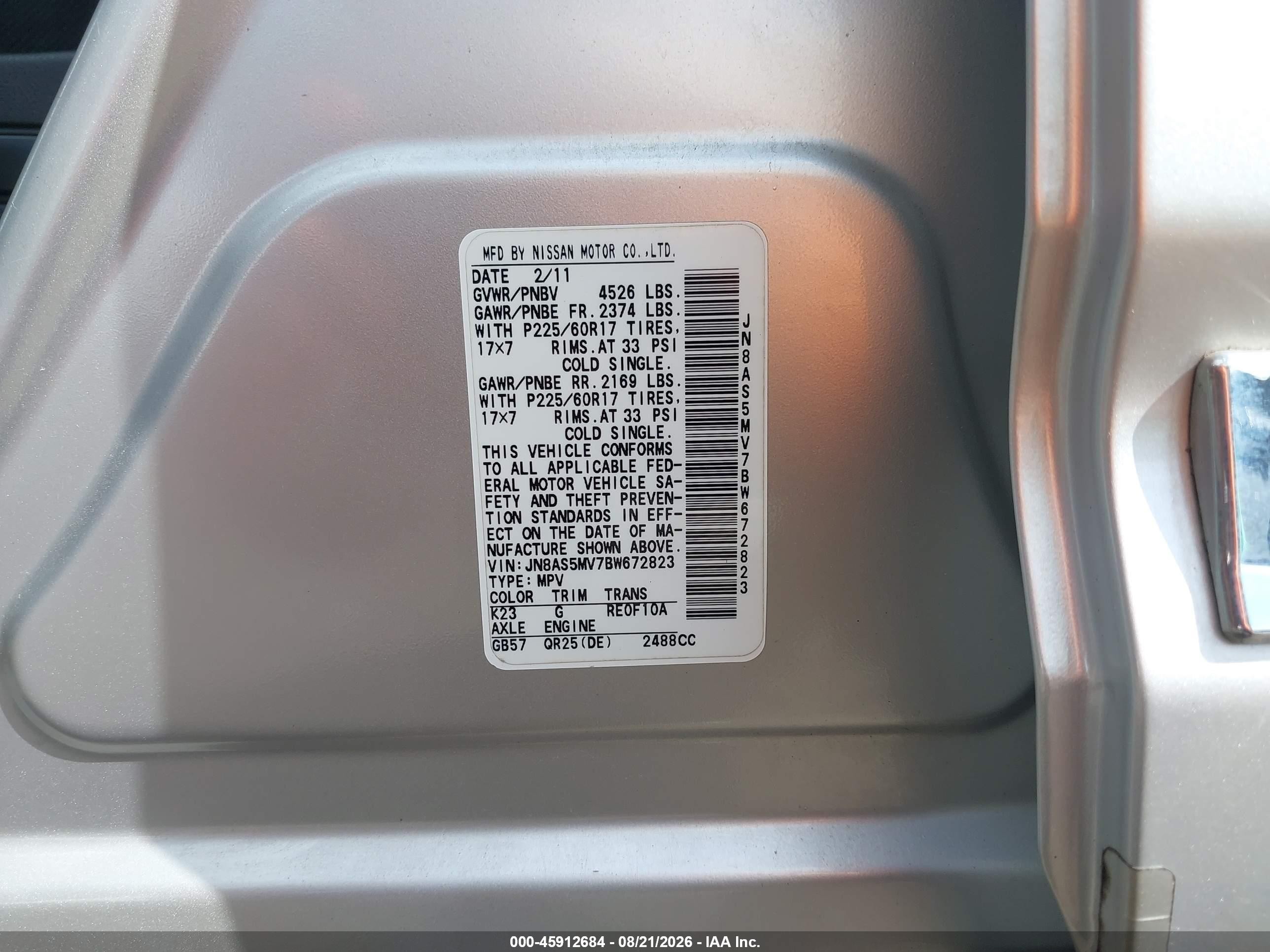 2011 Nissan Rogue Sv Silver vin: JN8AS5MV7BW672823