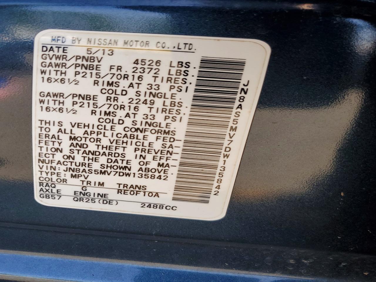 2013 Nissan Rogue S Charcoal vin: JN8AS5MV7DW135842