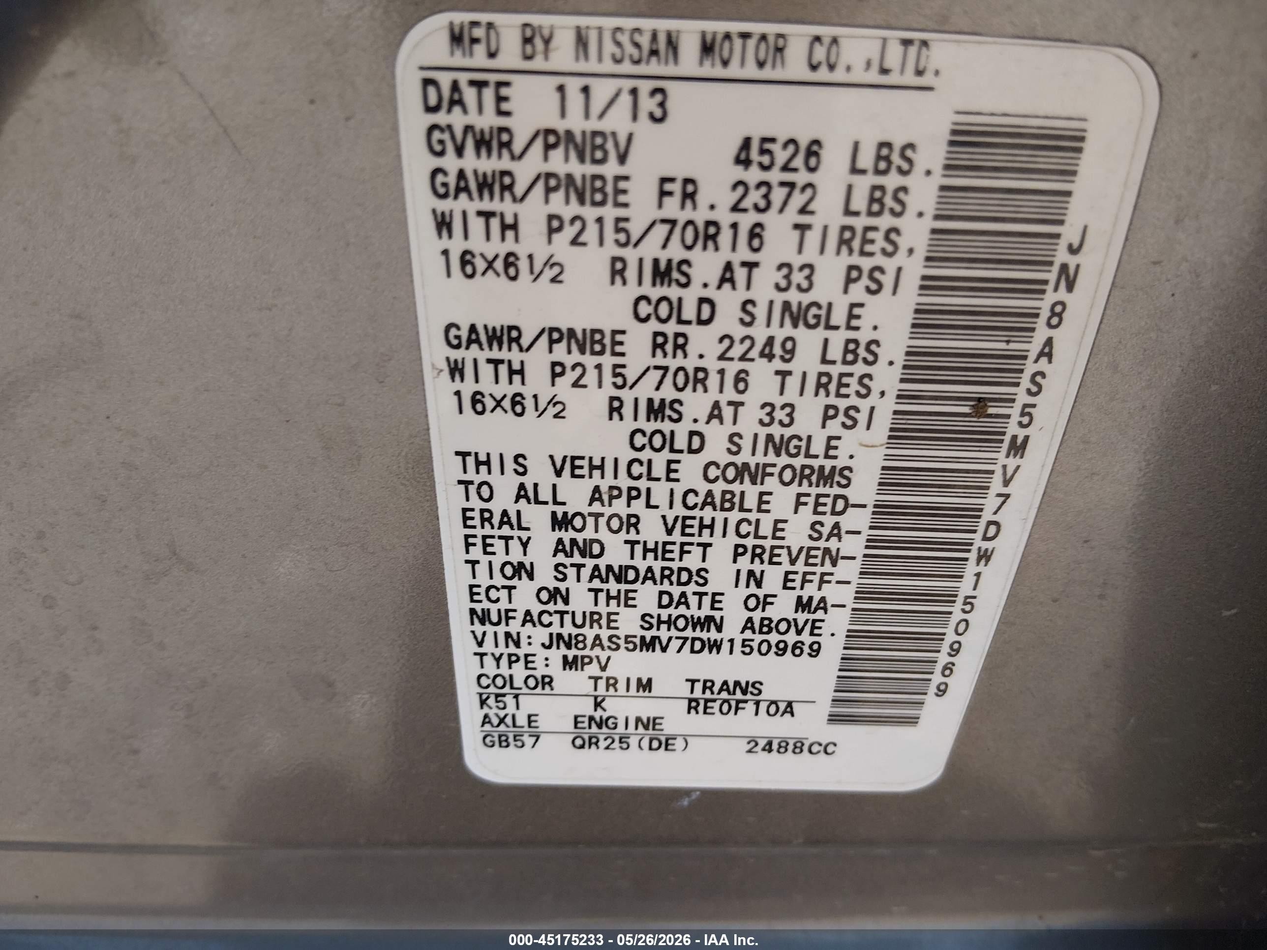 2013 Nissan Rogue S Gray vin: JN8AS5MV7DW150969