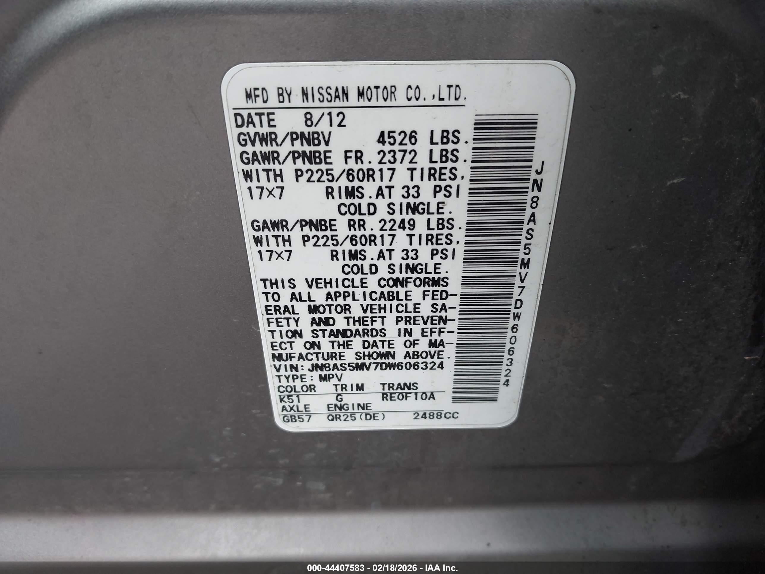2013 Nissan Rogue Sv Gray vin: JN8AS5MV7DW606324