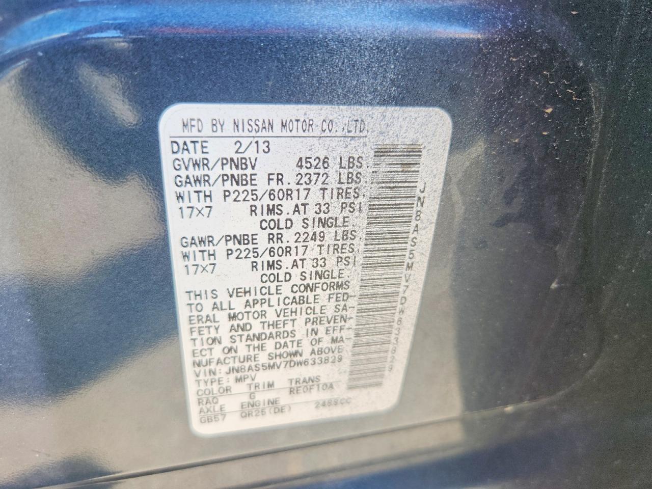 2013 Nissan Rogue S Blue vin: JN8AS5MV7DW633829