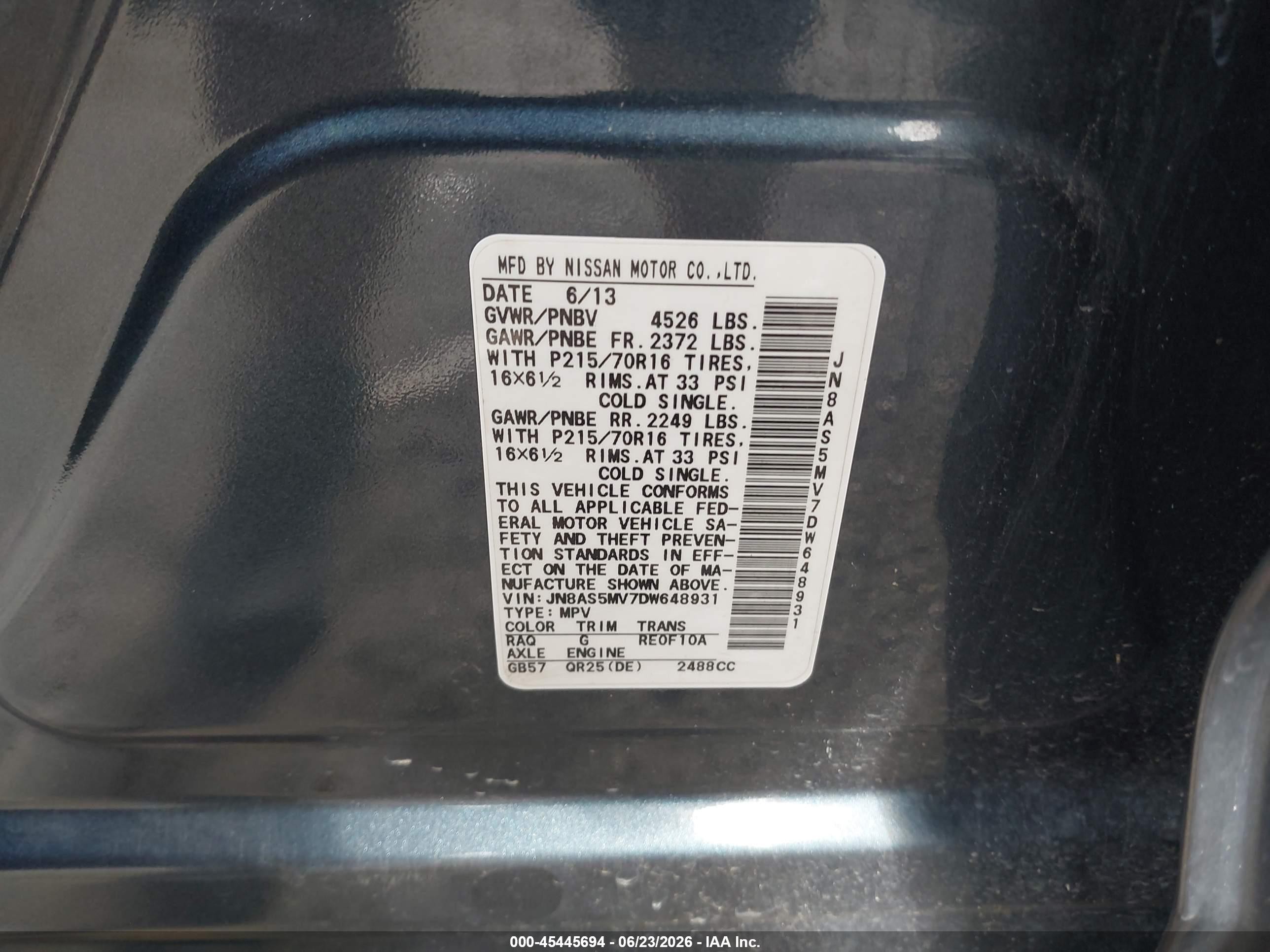 2013 Nissan Rogue S Blue vin: JN8AS5MV7DW648931