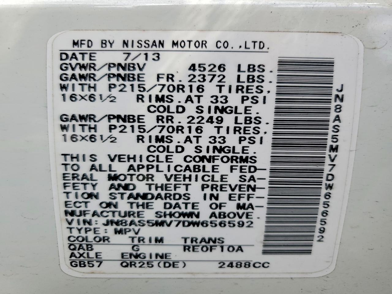 2013 Nissan Rogue S White vin: JN8AS5MV7DW656592