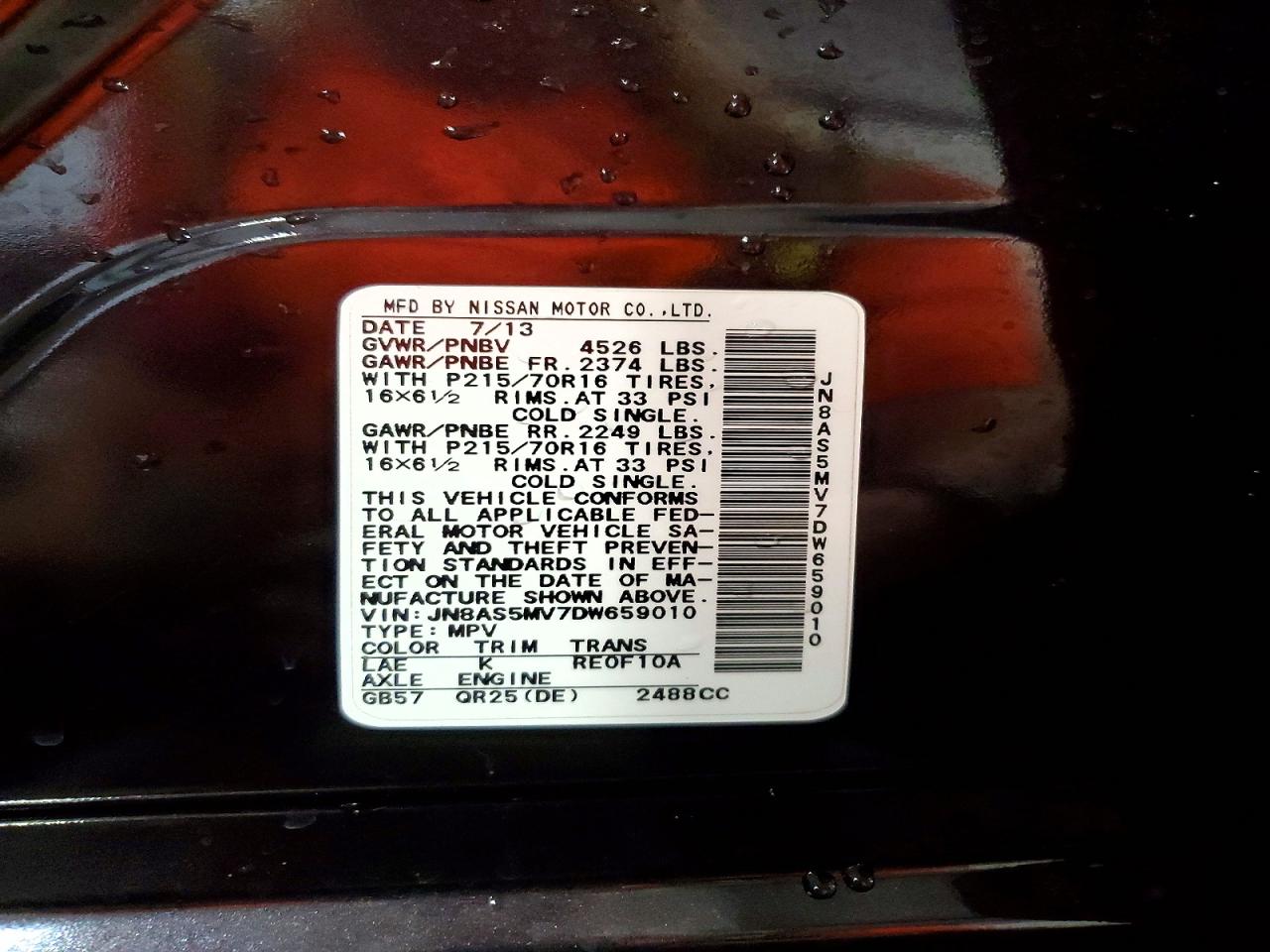2013 Nissan Rogue S Purple vin: JN8AS5MV7DW659010