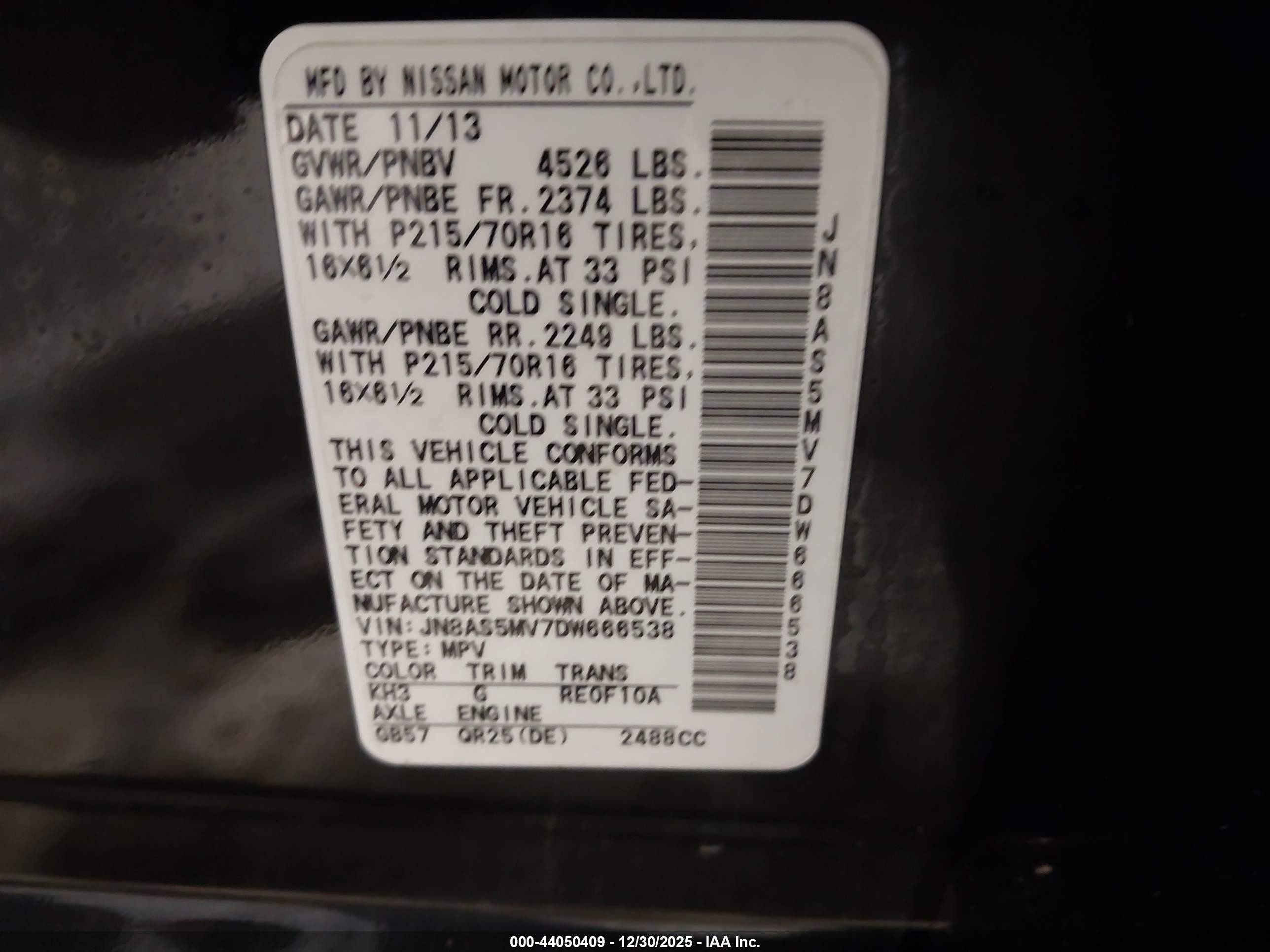 2013 Nissan Rogue S Black vin: JN8AS5MV7DW666538