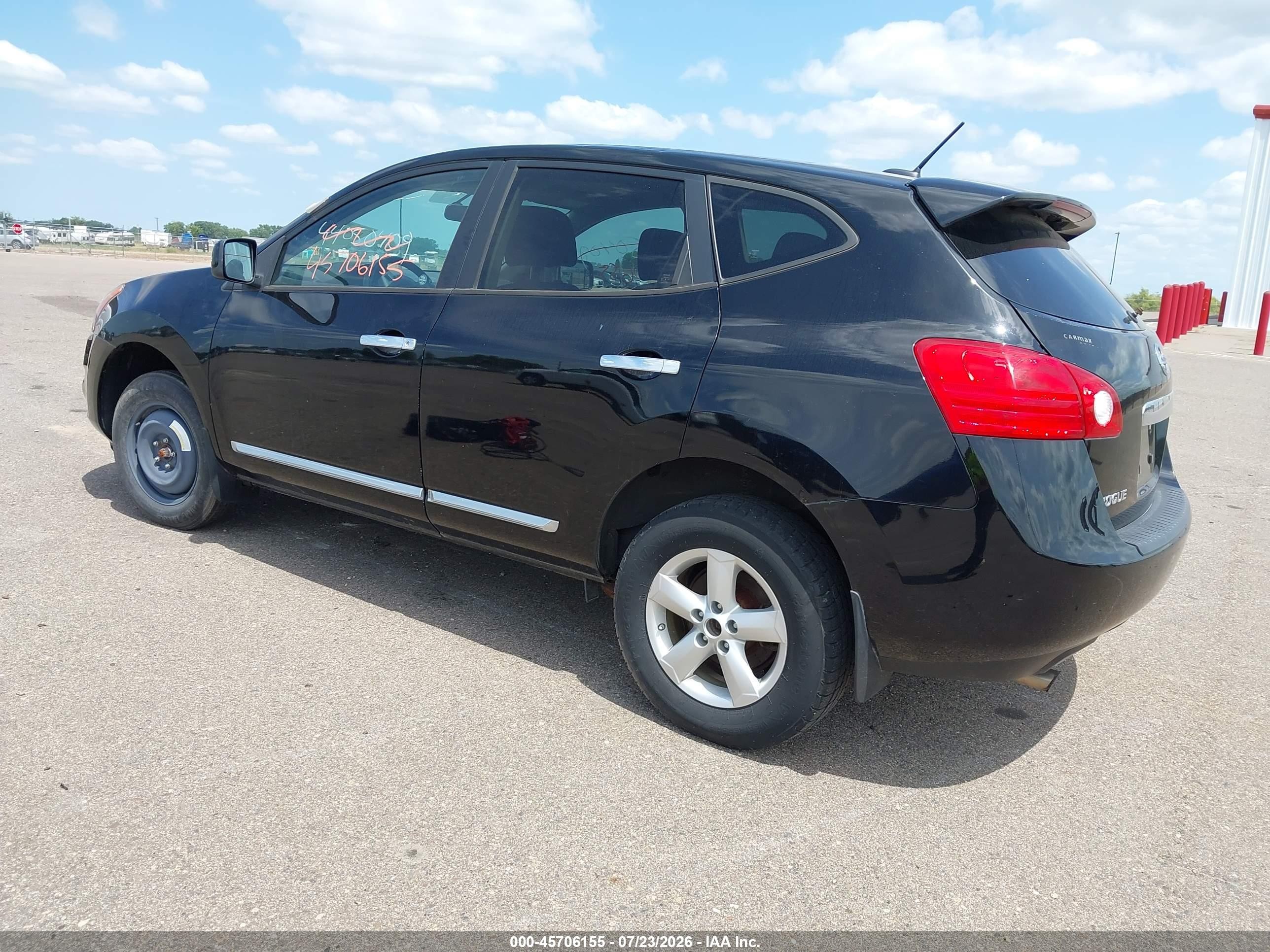 2013 Nissan Rogue S Black vin: JN8AS5MV7DW666538