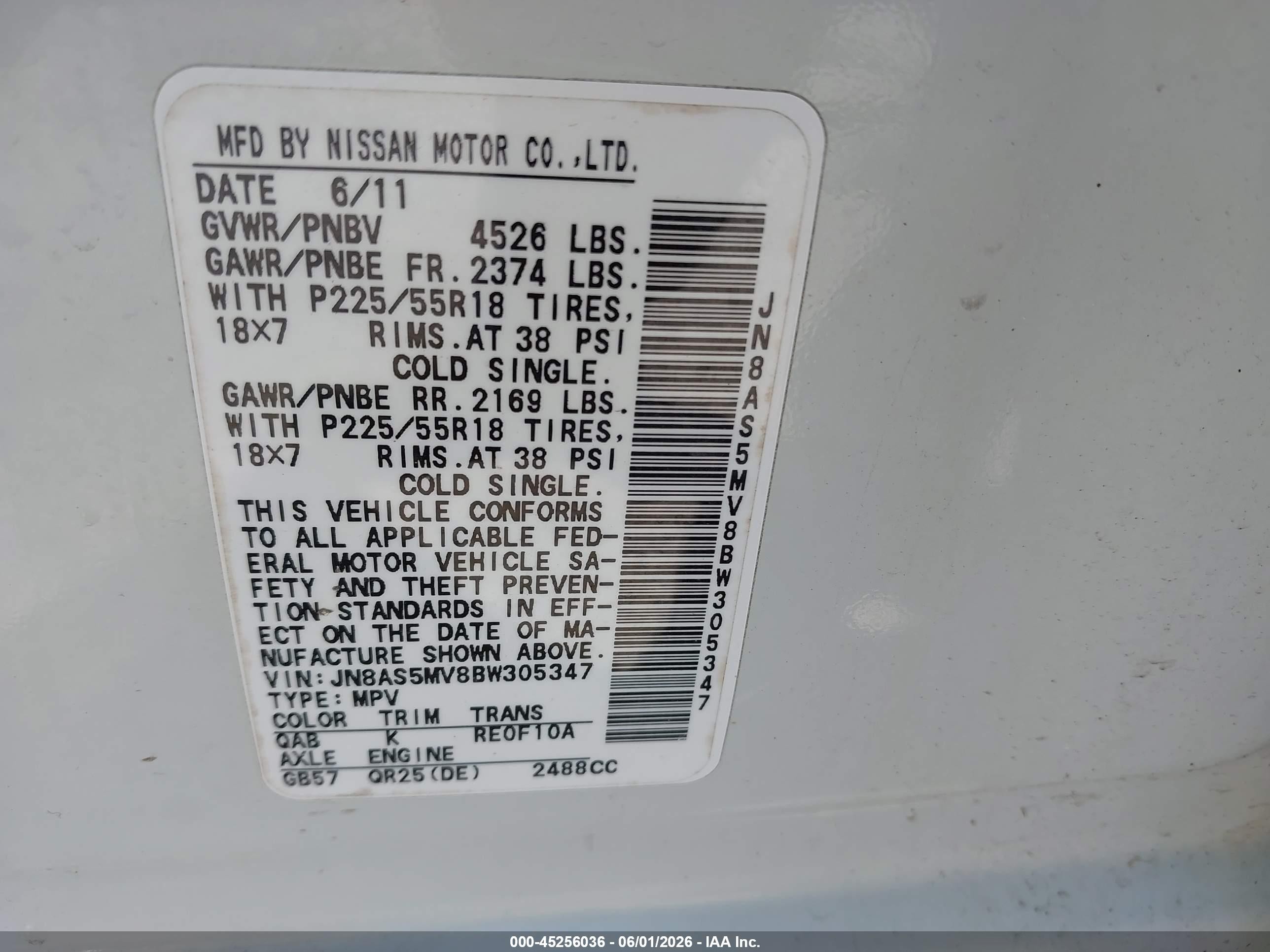 2011 Nissan Rogue Sv White vin: JN8AS5MV8BW305347