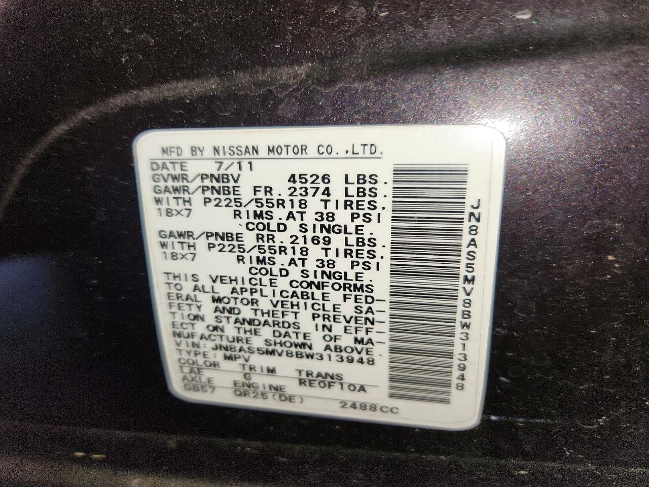 2011 Nissan Rogue S Purple vin: JN8AS5MV8BW313948