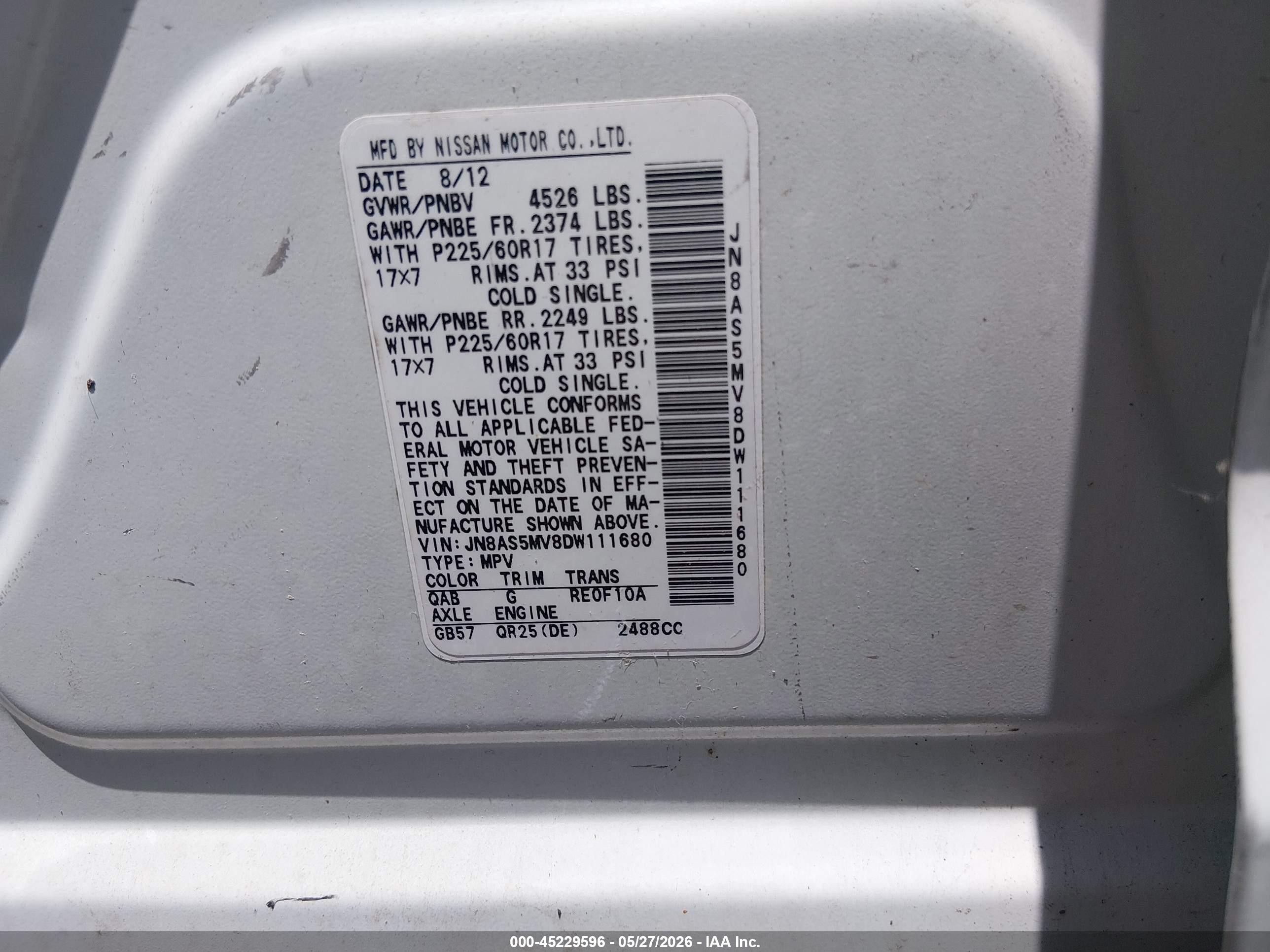 2013 Nissan Rogue Sv White vin: JN8AS5MV8DW111680