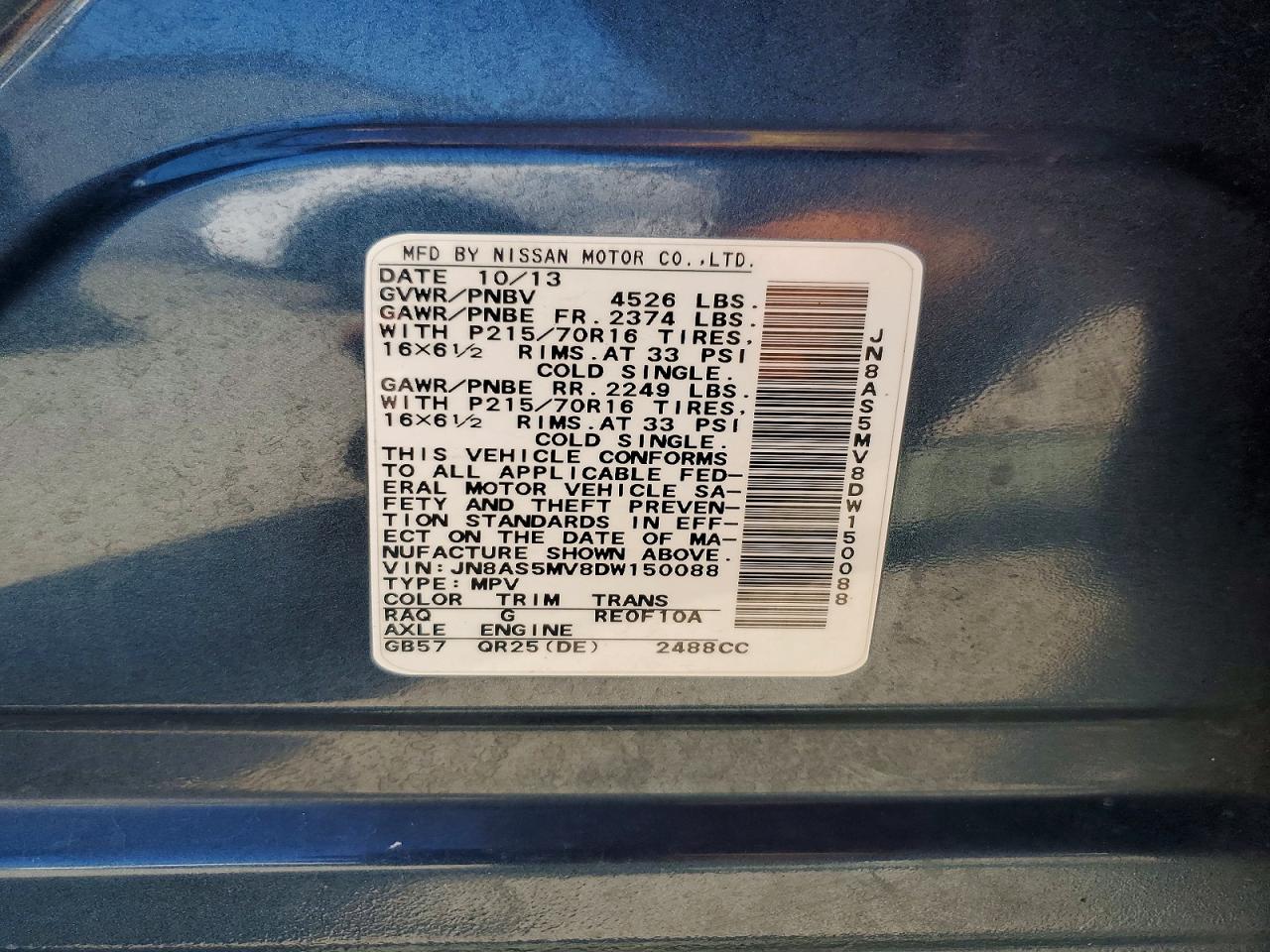 2013 Nissan Rogue S Blue vin: JN8AS5MV8DW150088