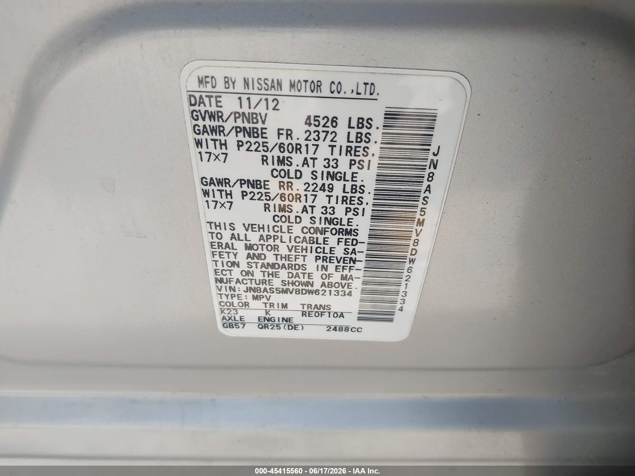 2013 Nissan Rogue Sv Silver vin: JN8AS5MV8DW621334