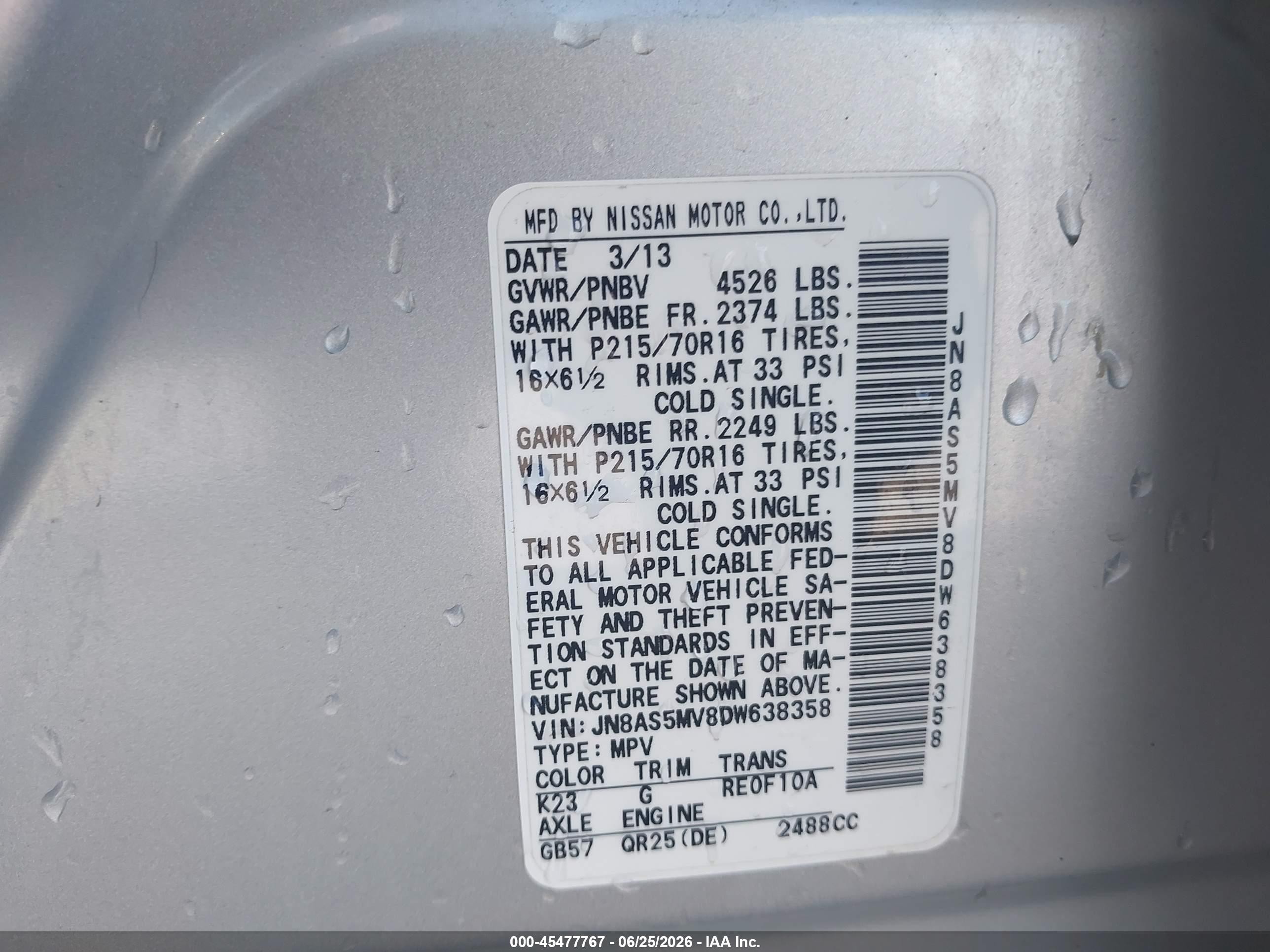 2013 Nissan Rogue S Silver vin: JN8AS5MV8DW638358