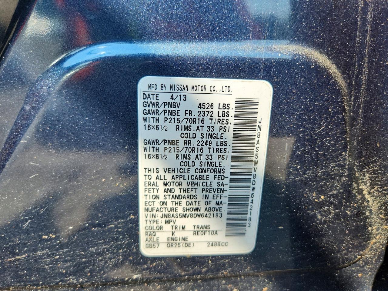 2013 Nissan Rogue S Blue vin: JN8AS5MV8DW642183