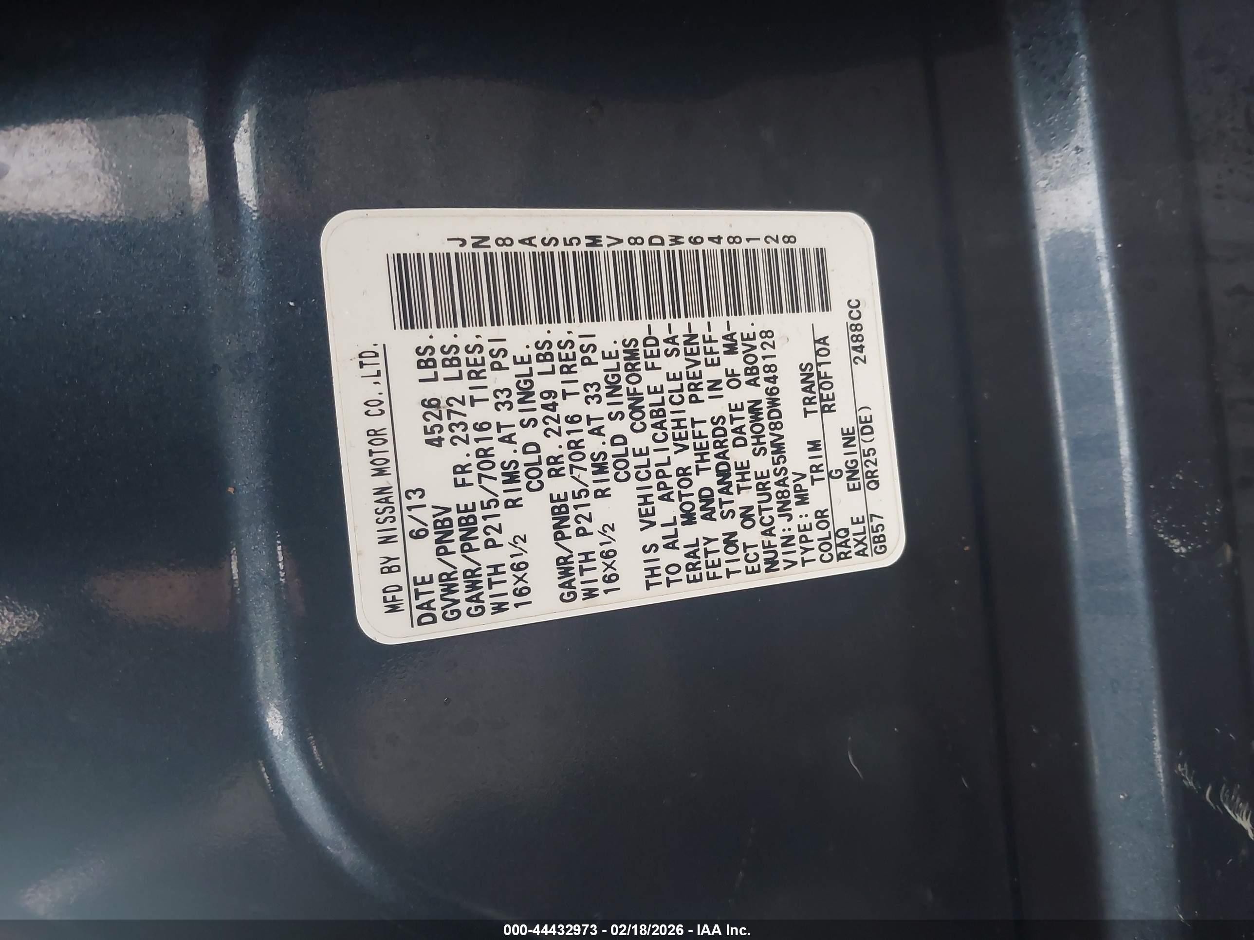 2013 Nissan Rogue S Blue vin: JN8AS5MV8DW648128