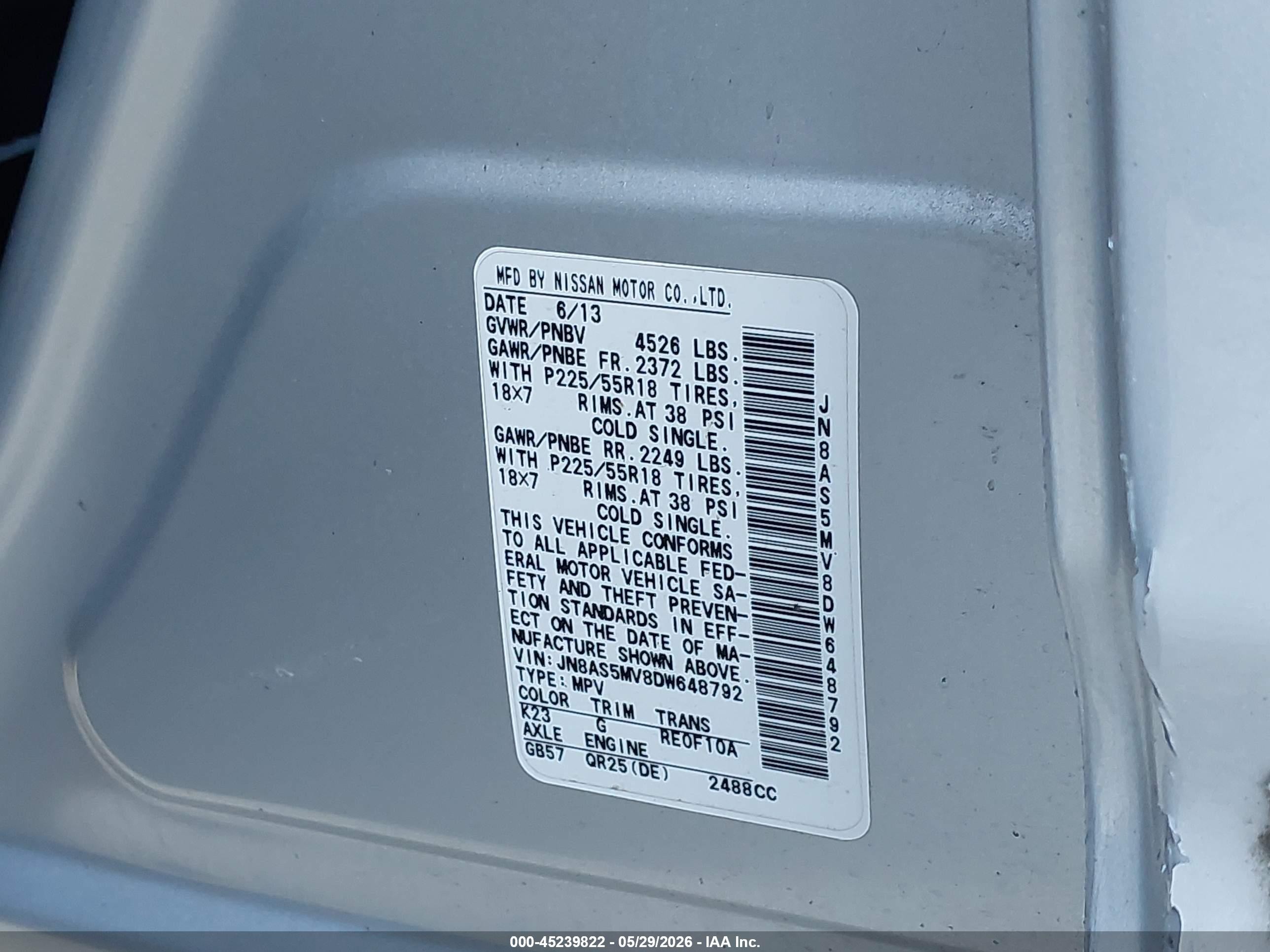 2013 Nissan Rogue Sv W/sl Pkg Серебряный vin: JN8AS5MV8DW648792