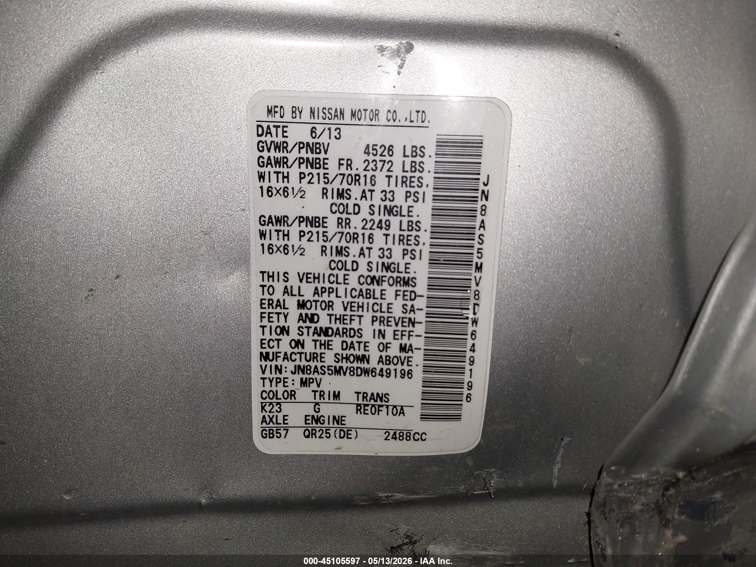 2013 Nissan Rogue S Silver vin: JN8AS5MV8DW649196