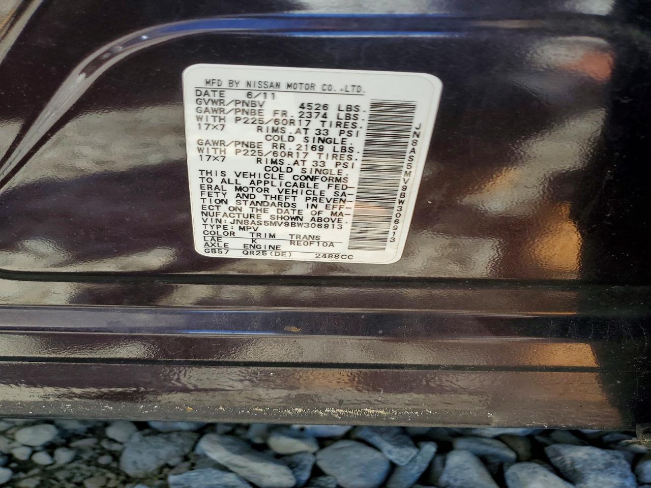 2011 Niss Rogue Purple vin: JN8AS5MV9BW306913