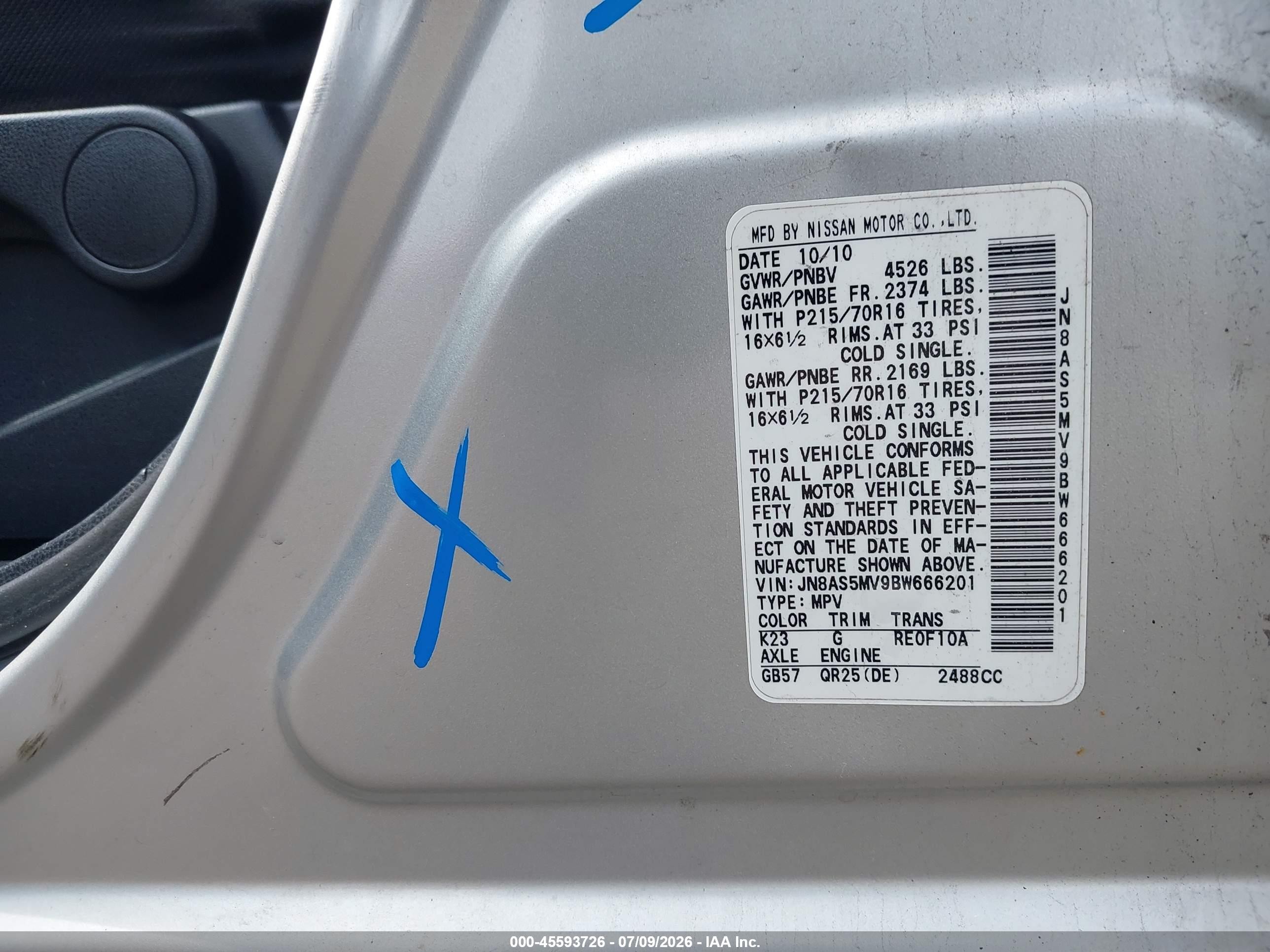 2011 Nissan Rogue S Silver vin: JN8AS5MV9BW666201