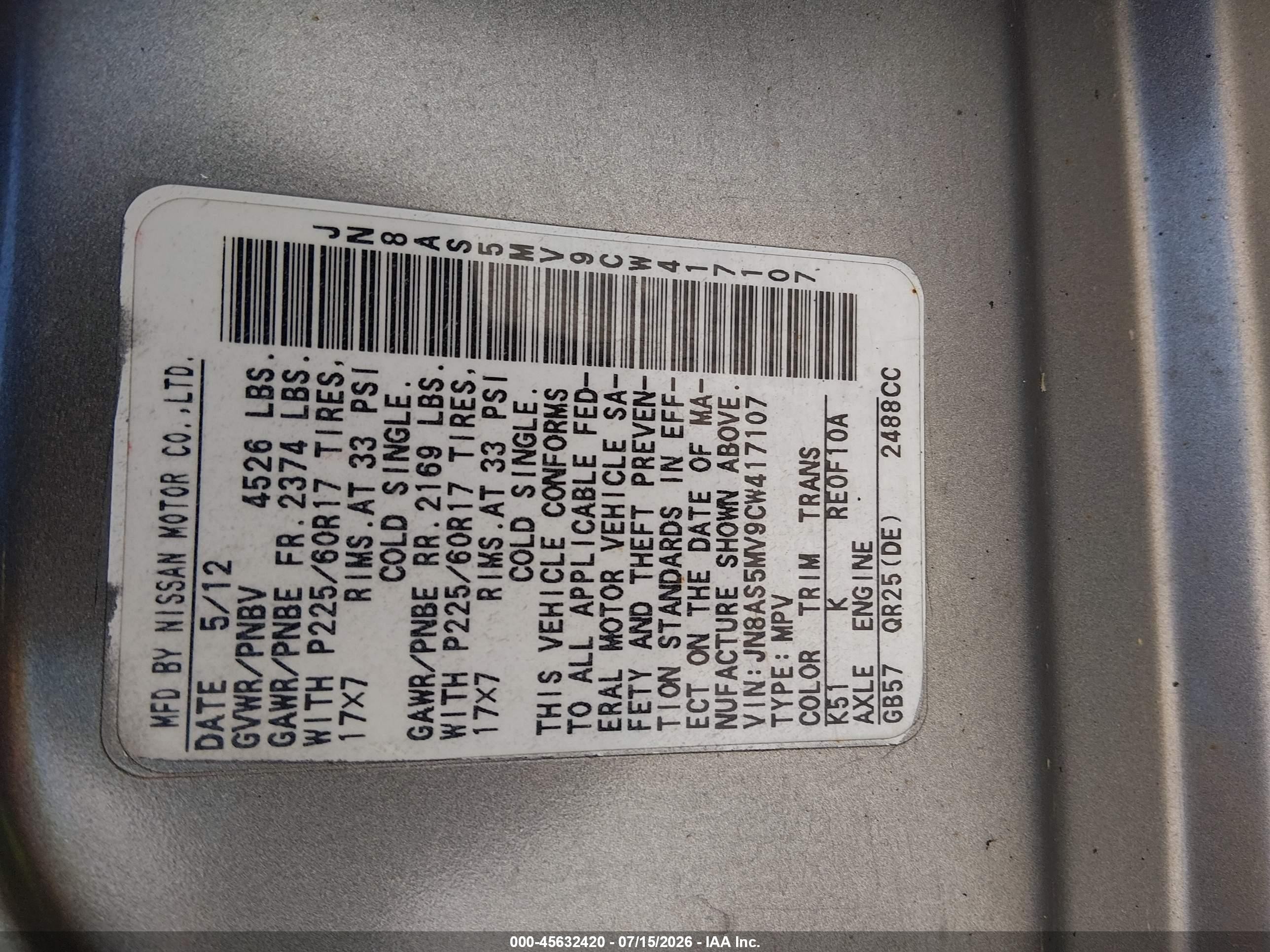 2012 Nissan Rogue Sv Silver vin: JN8AS5MV9CW417107