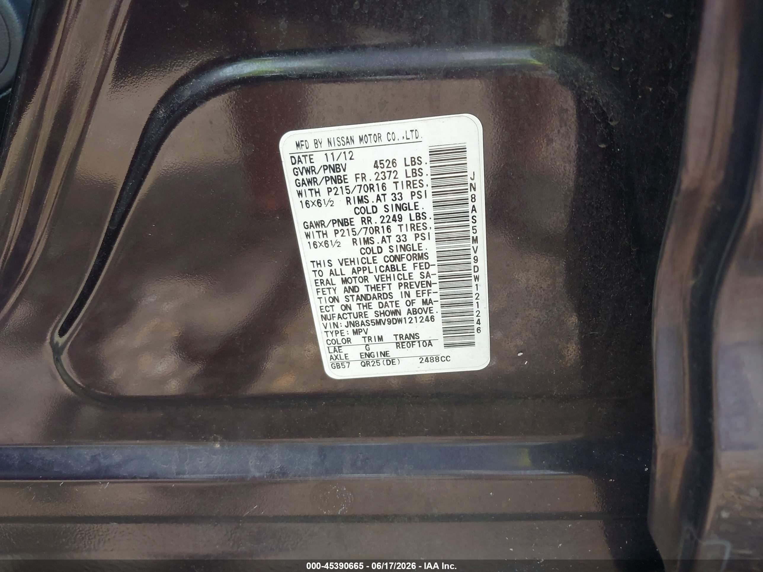 2013 Nissan Rogue S Black vin: JN8AS5MV9DW121246
