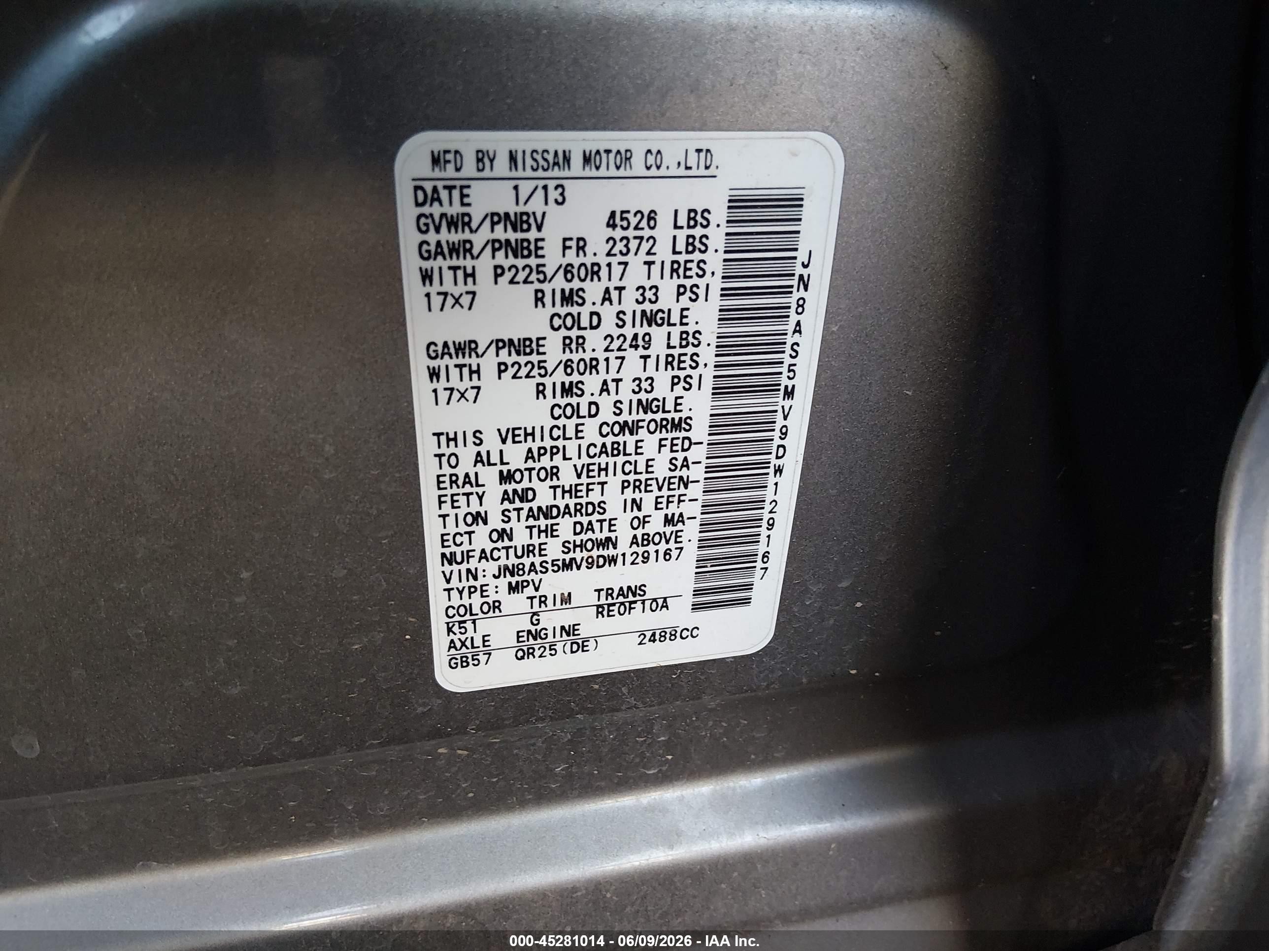 2013 Nissan Rogue Sv Tan vin: JN8AS5MV9DW129167