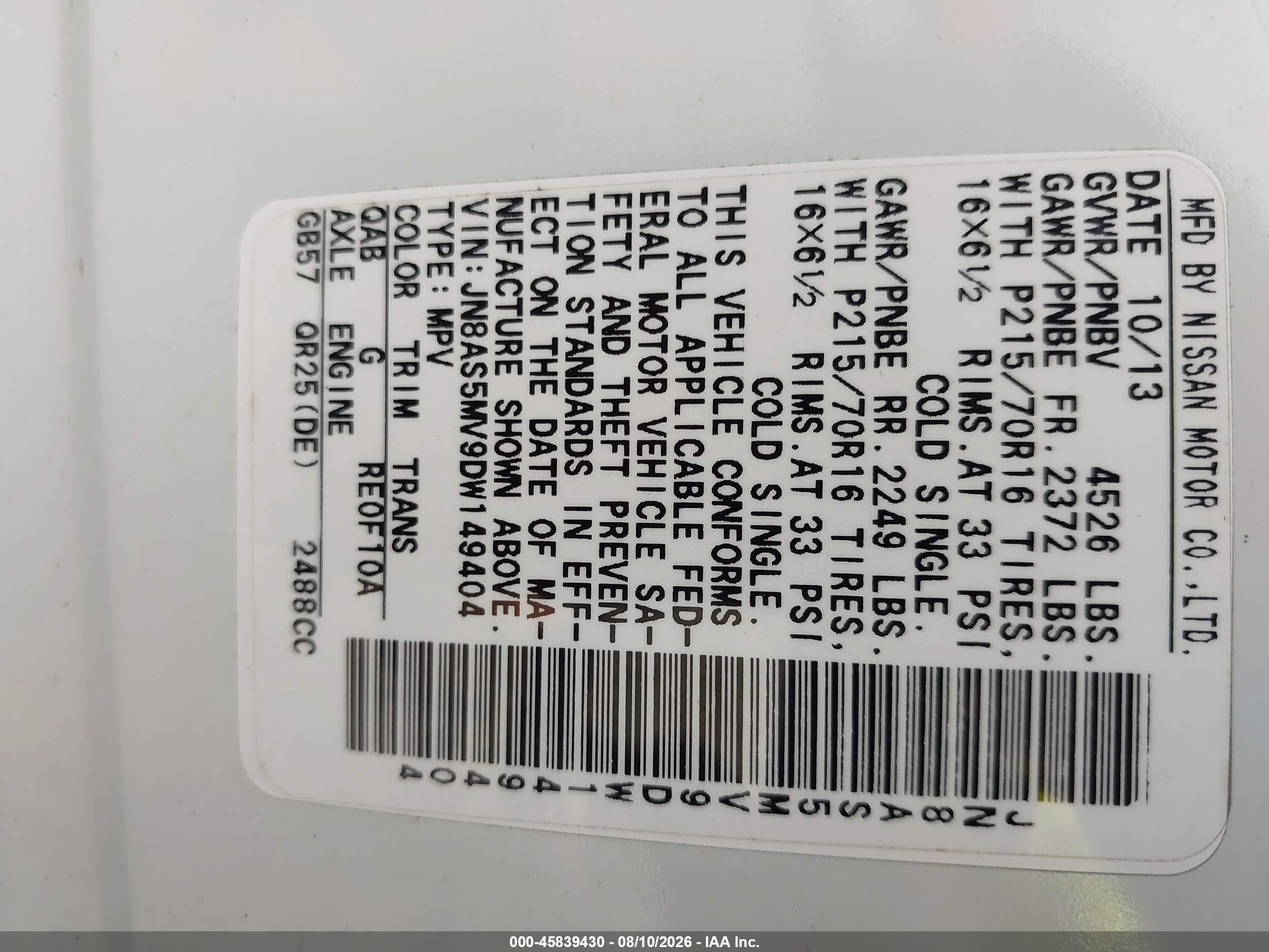 2013 Nissan Rogue S White vin: JN8AS5MV9DW149404