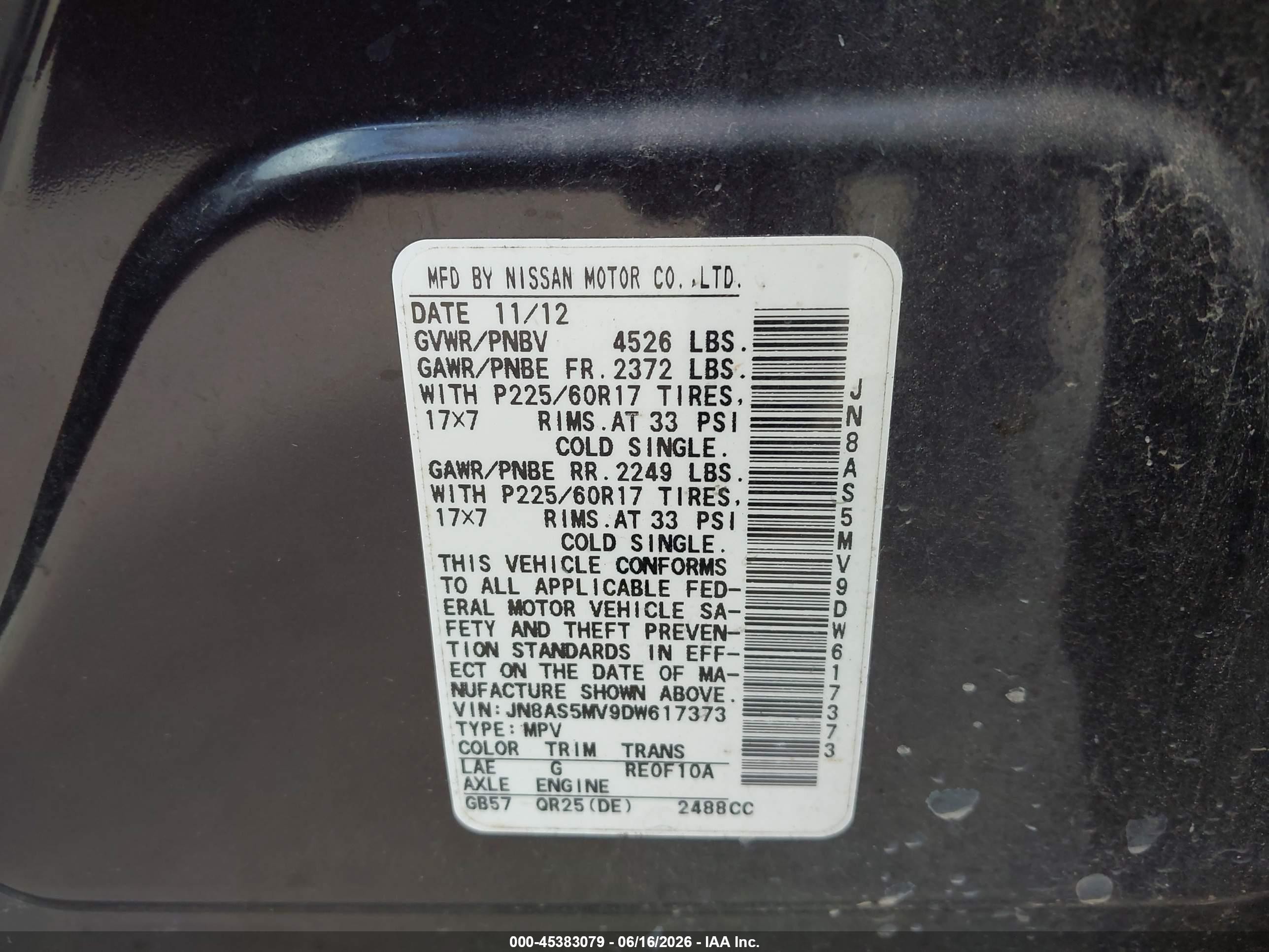 2013 Nissan Rogue Sv Purple vin: JN8AS5MV9DW617373