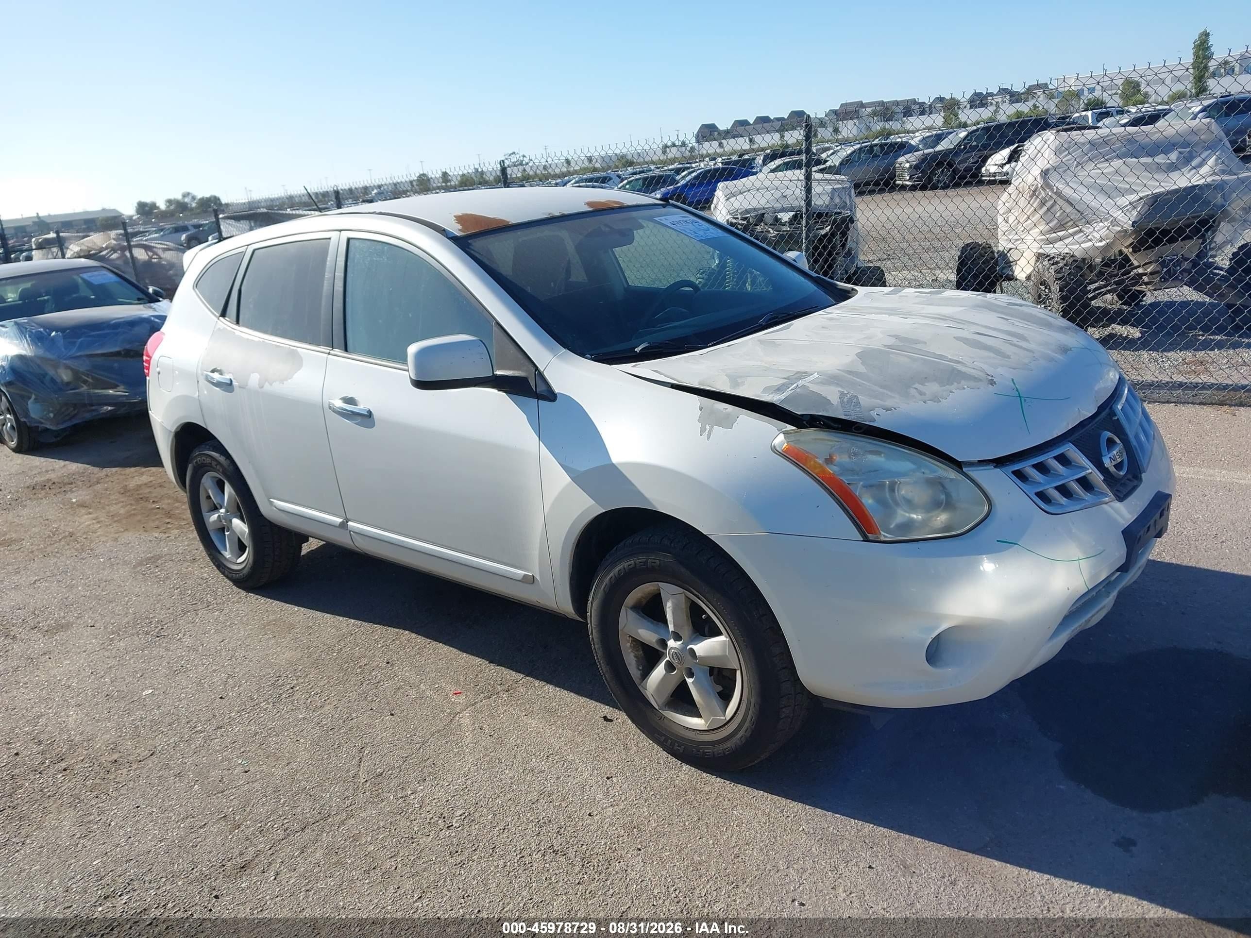 2013 Nissan Rogue S White vin: JN8AS5MV9DW631483
