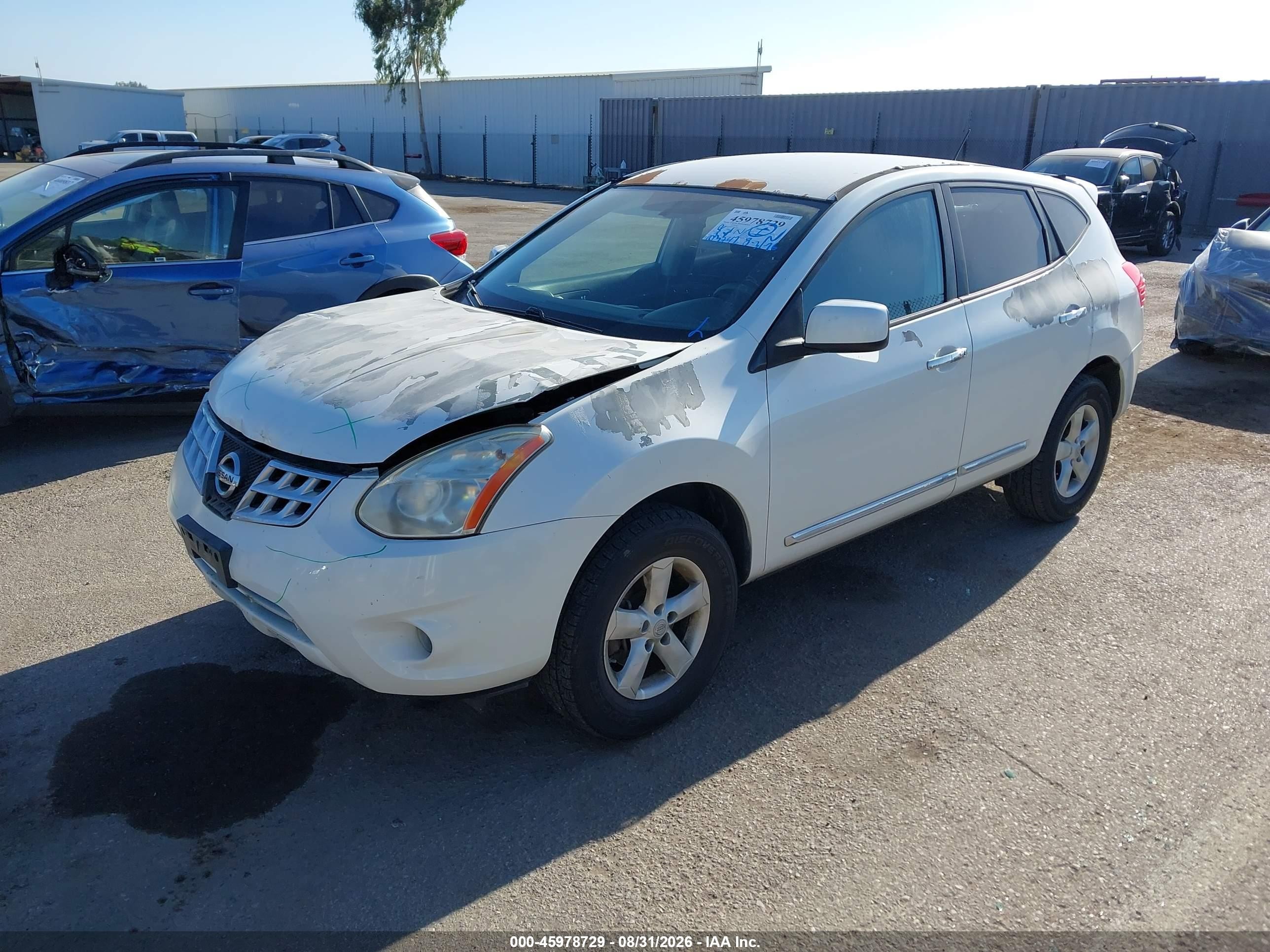 2013 Nissan Rogue S White vin: JN8AS5MV9DW631483