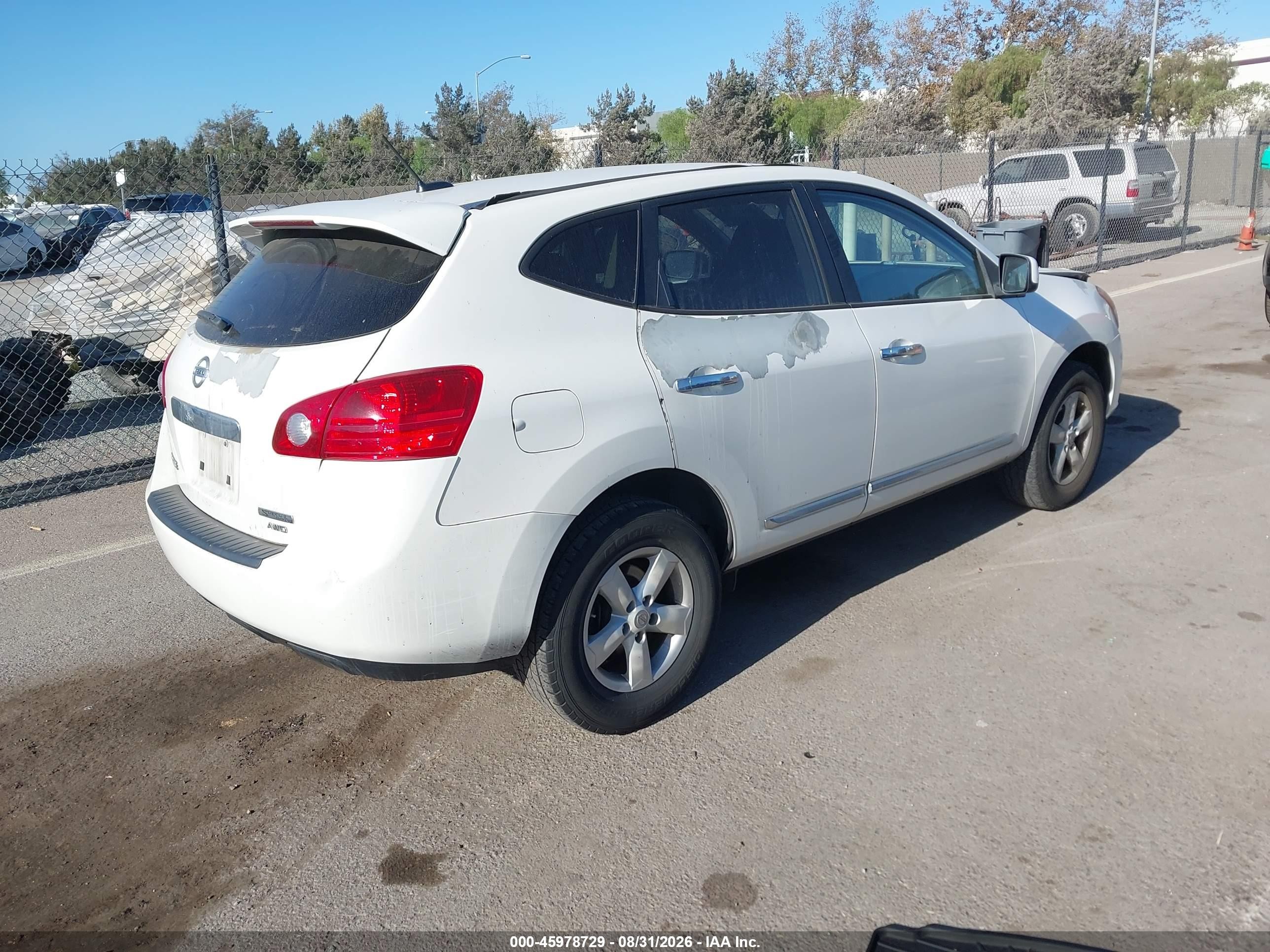 2013 Nissan Rogue S White vin: JN8AS5MV9DW631483