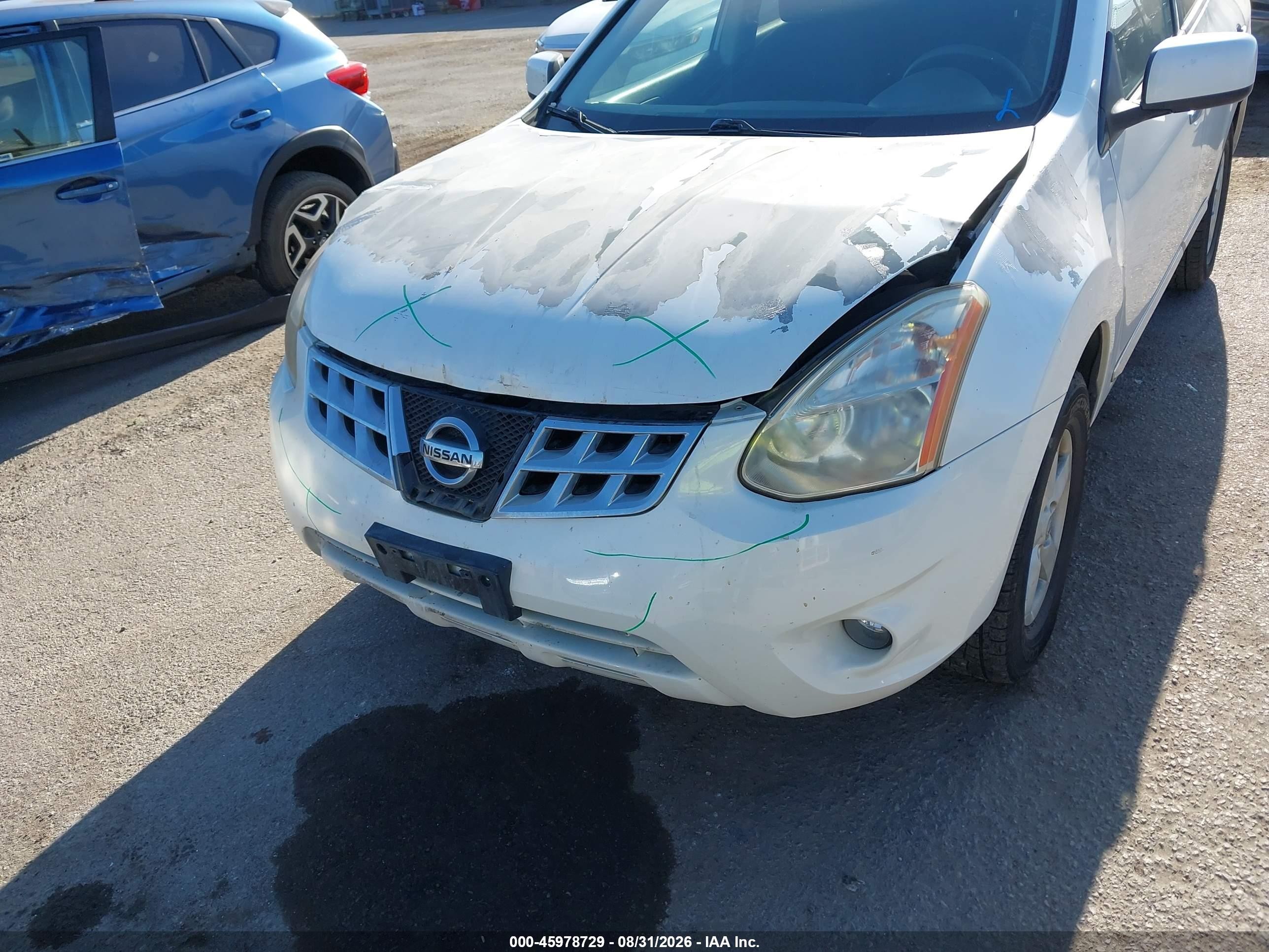 2013 Nissan Rogue S White vin: JN8AS5MV9DW631483