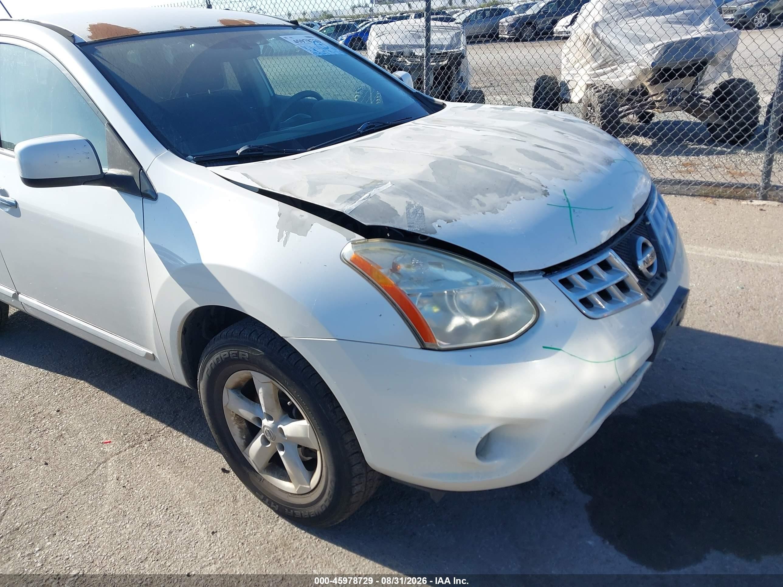 2013 Nissan Rogue S White vin: JN8AS5MV9DW631483
