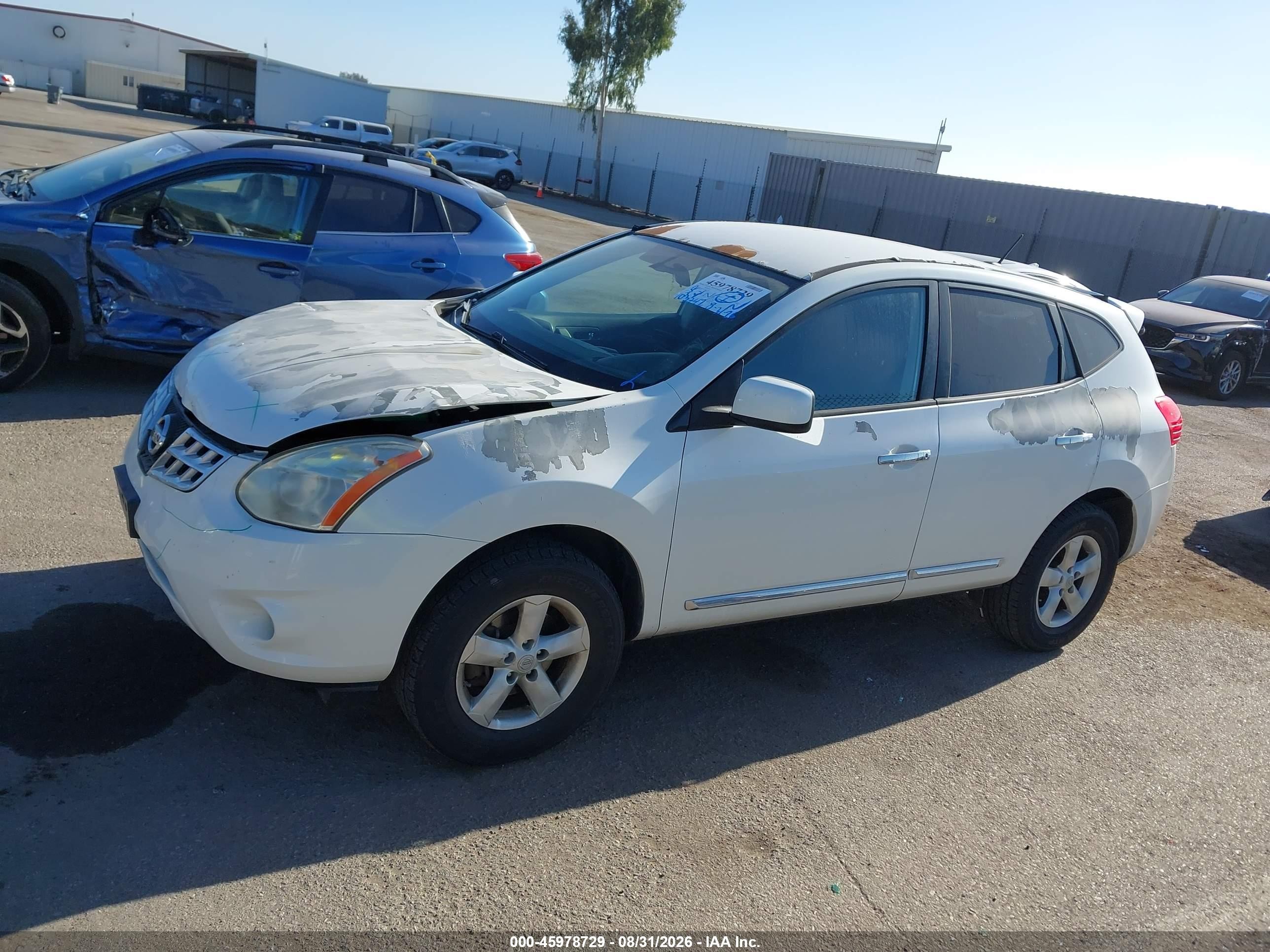 2013 Nissan Rogue S White vin: JN8AS5MV9DW631483