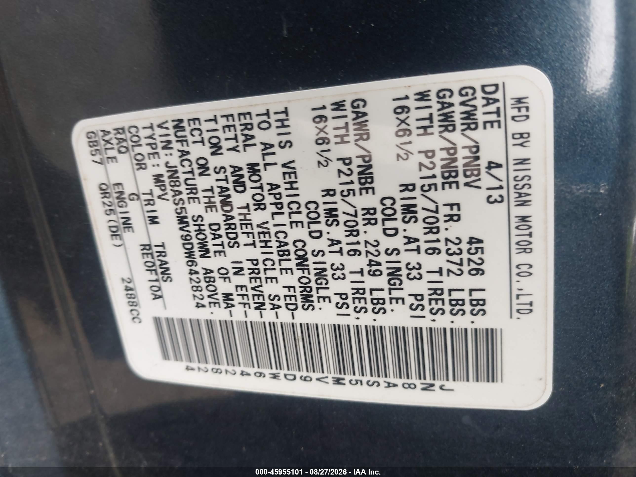 2013 Nissan Rogue S Navy vin: JN8AS5MV9DW642824