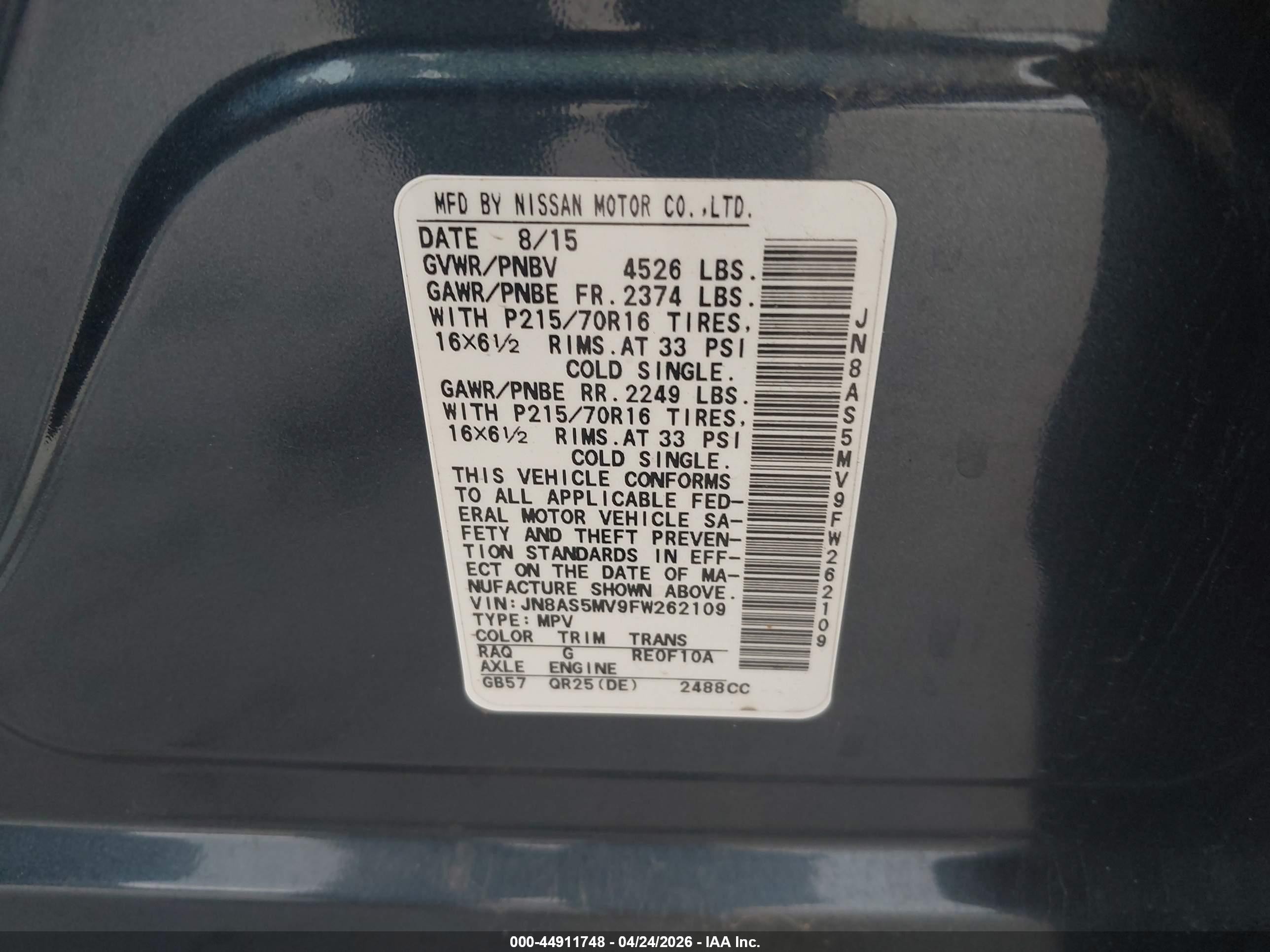 2015 Nissan Rogue Select S Gray vin: JN8AS5MV9FW262109