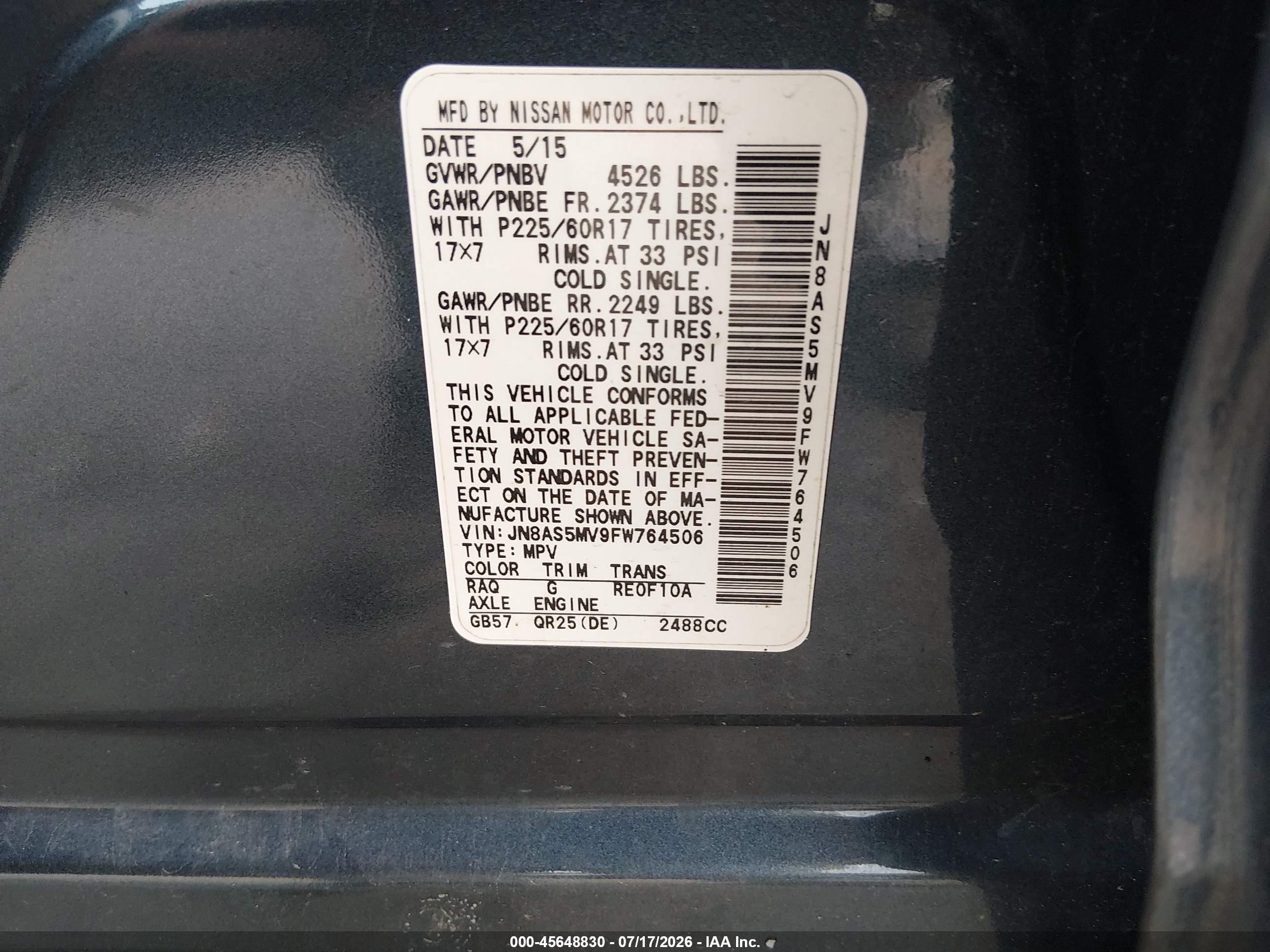 2015 Nissan Rogue Select S Gray vin: JN8AS5MV9FW764506
