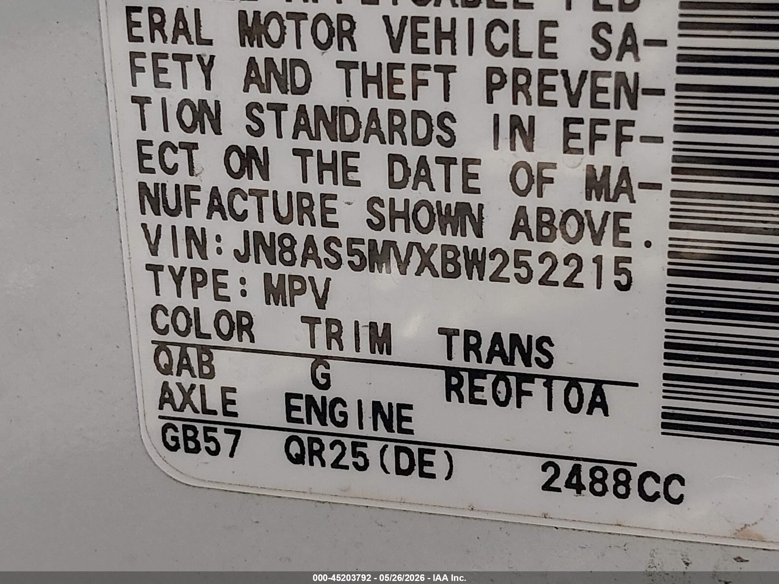 2011 Nissan Rogue Sv White vin: JN8AS5MVXBW252215