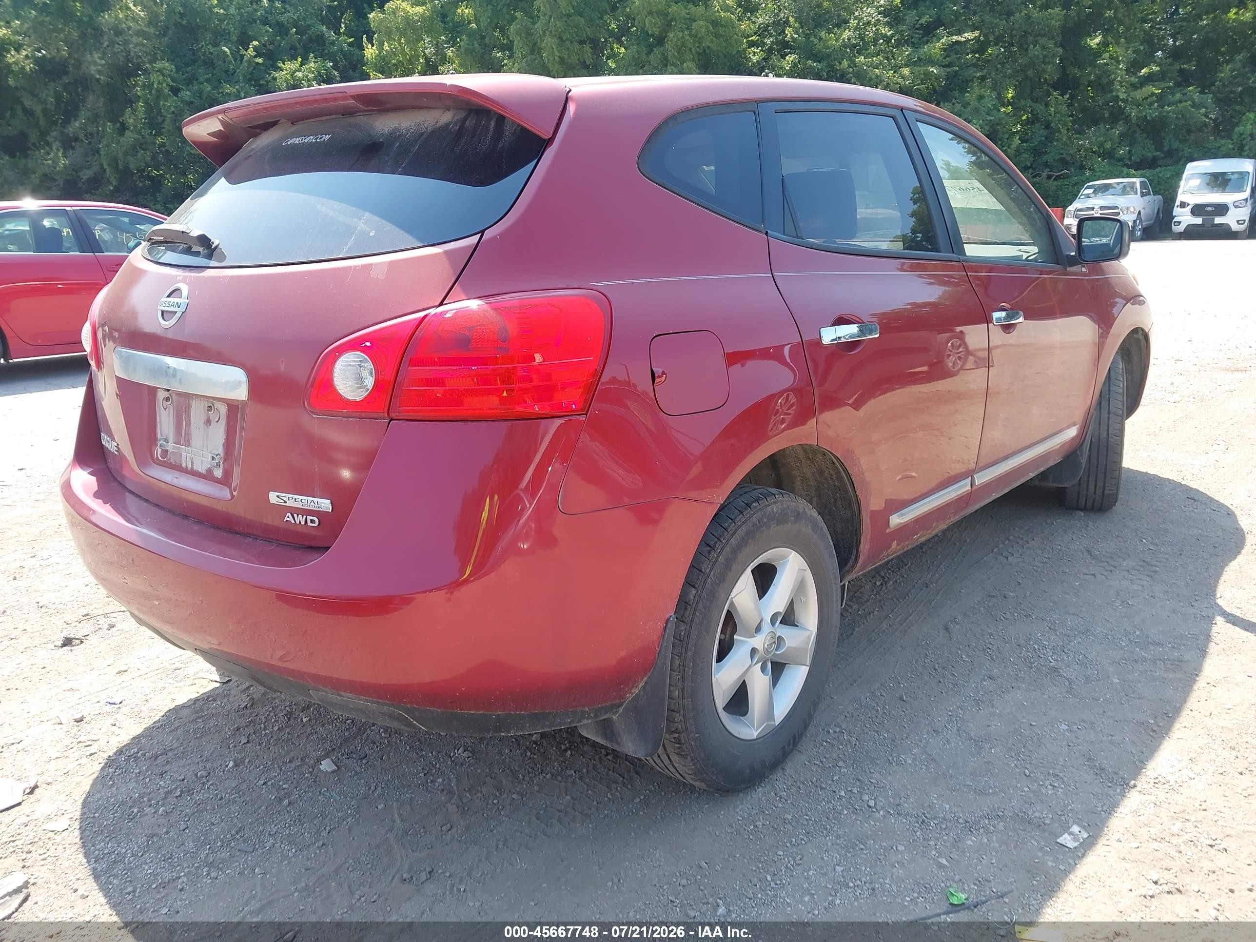 2012 Nissan Rogue S Red vin: JN8AS5MVXCW354406