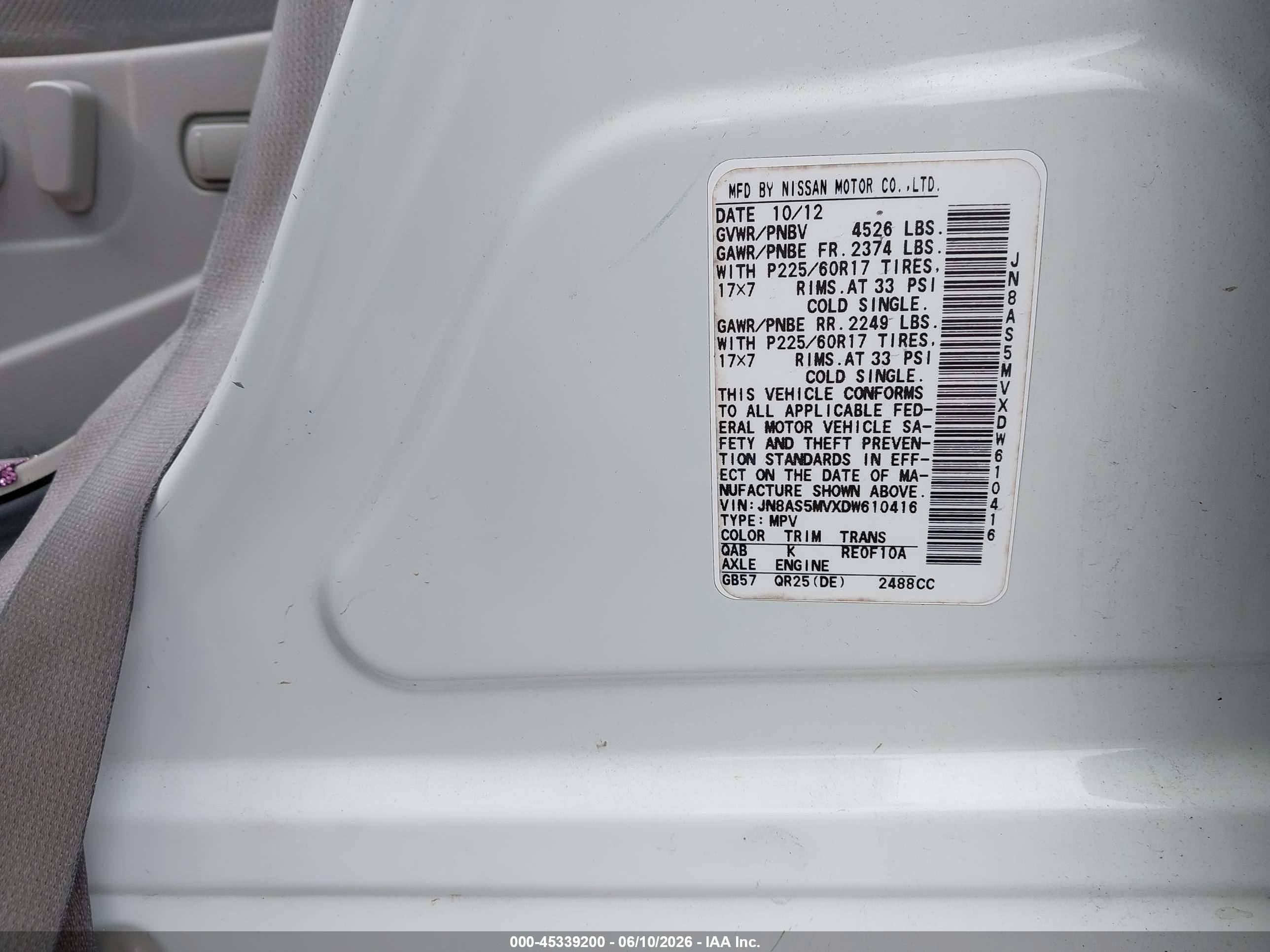 2013 Nissan Rogue Sv Белый vin: JN8AS5MVXDW610416