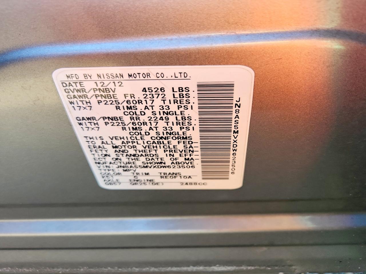 2013 Nissan Rogue S Gray vin: JN8AS5MVXDW623506