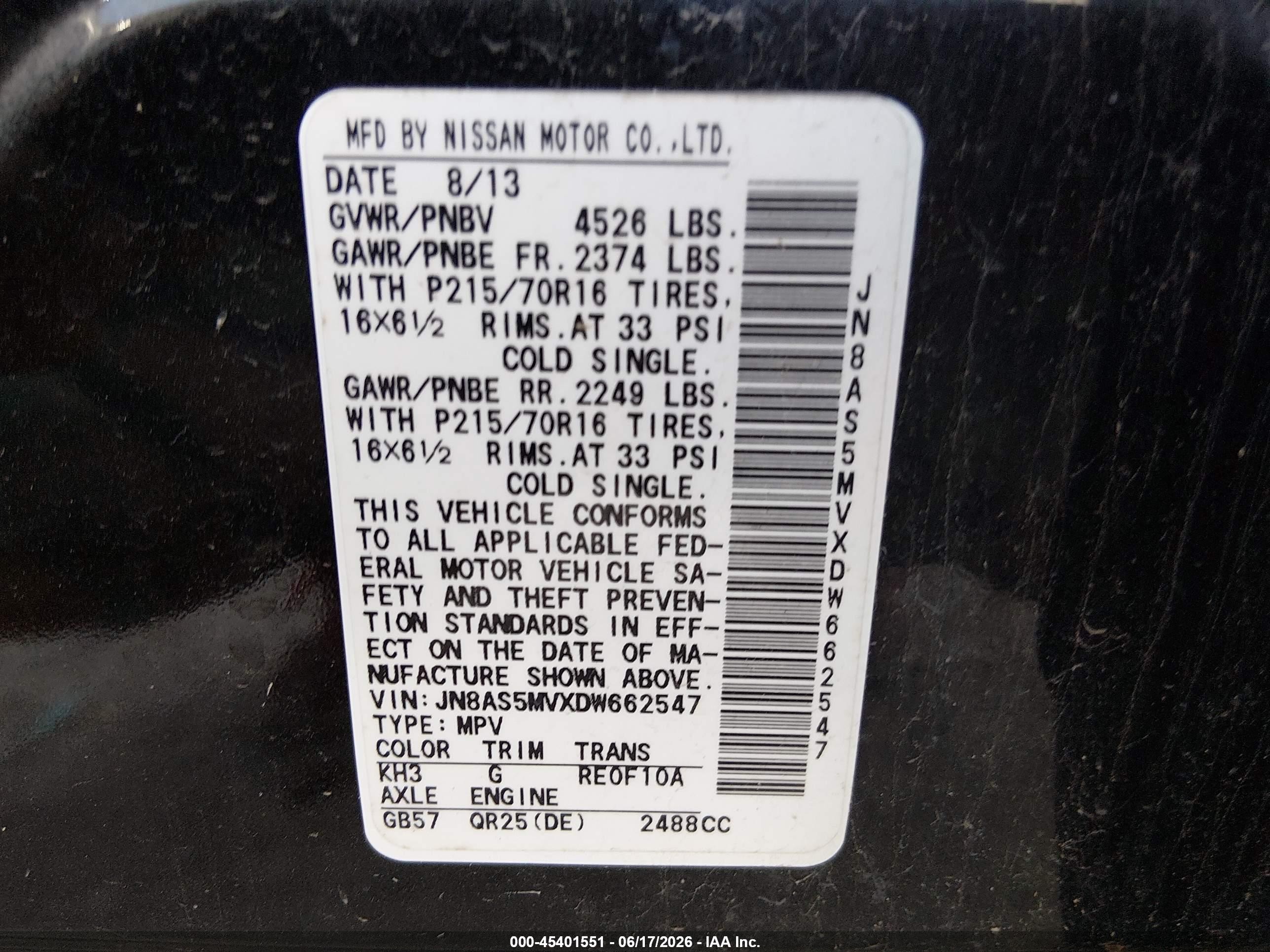 2013 Nissan Rogue S Black vin: JN8AS5MVXDW662547