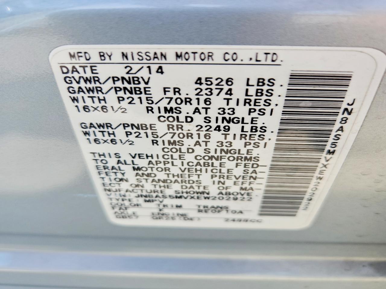 2014 Nissan Rogue Select S Blue vin: JN8AS5MVXEW202922