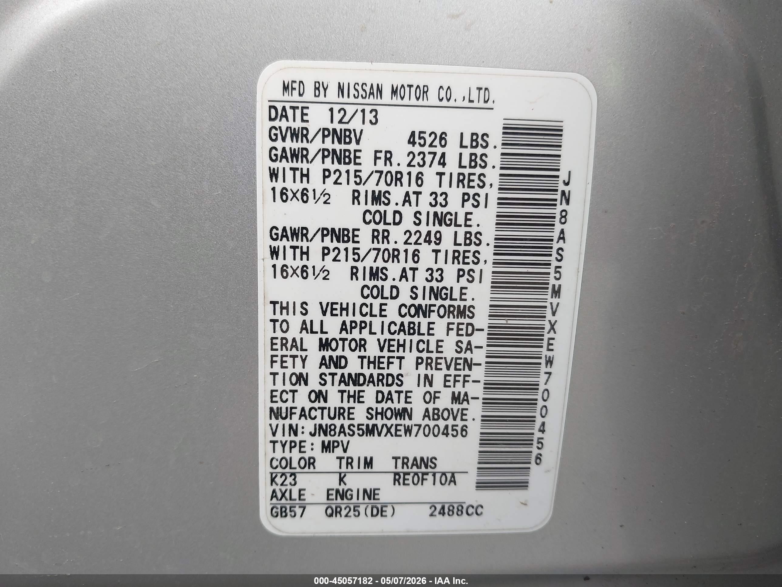 2014 Nissan Rogue Select S Silver vin: JN8AS5MVXEW700456