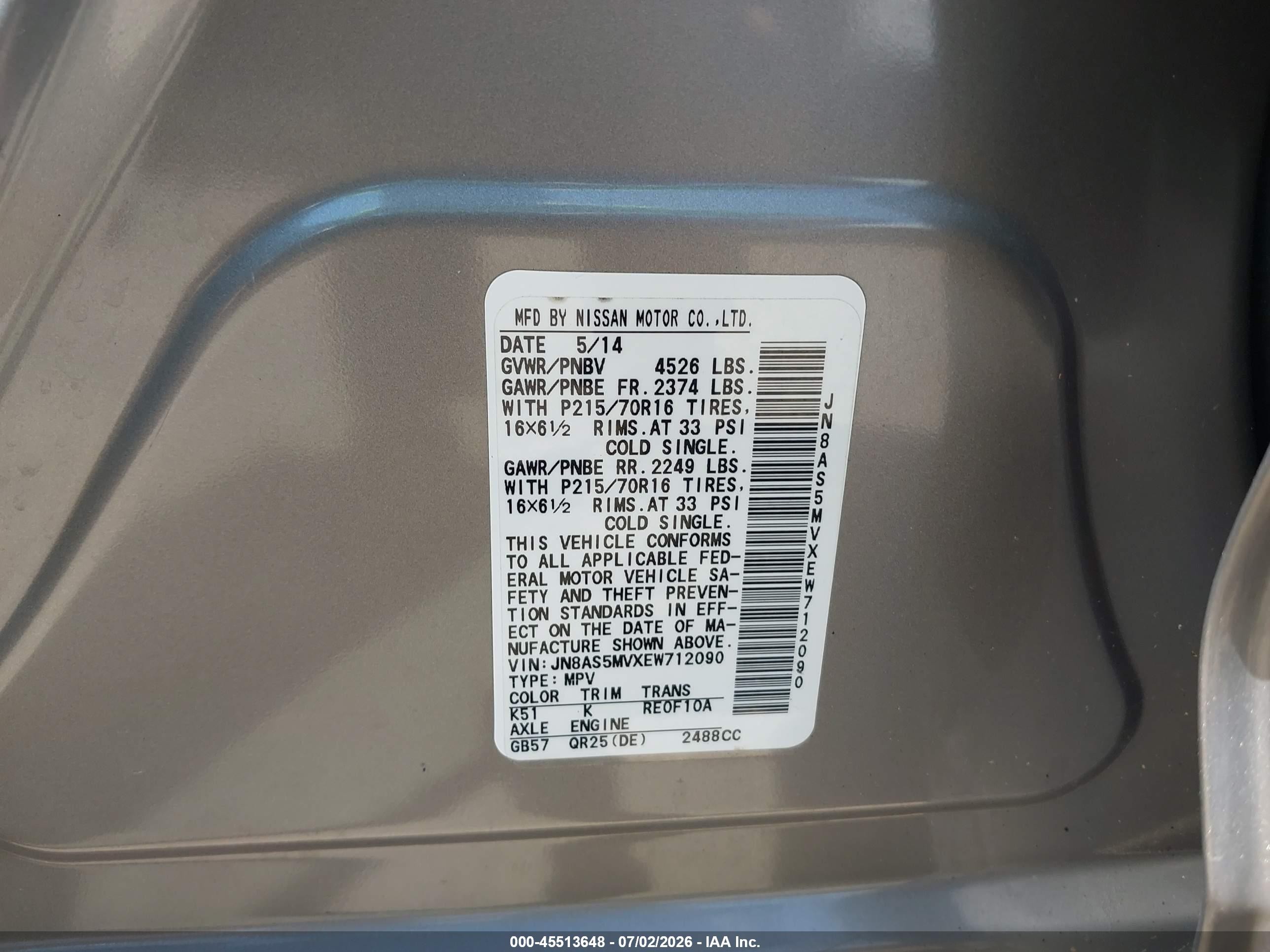2014 Nissan Rogue Select S Gray vin: JN8AS5MVXEW712090