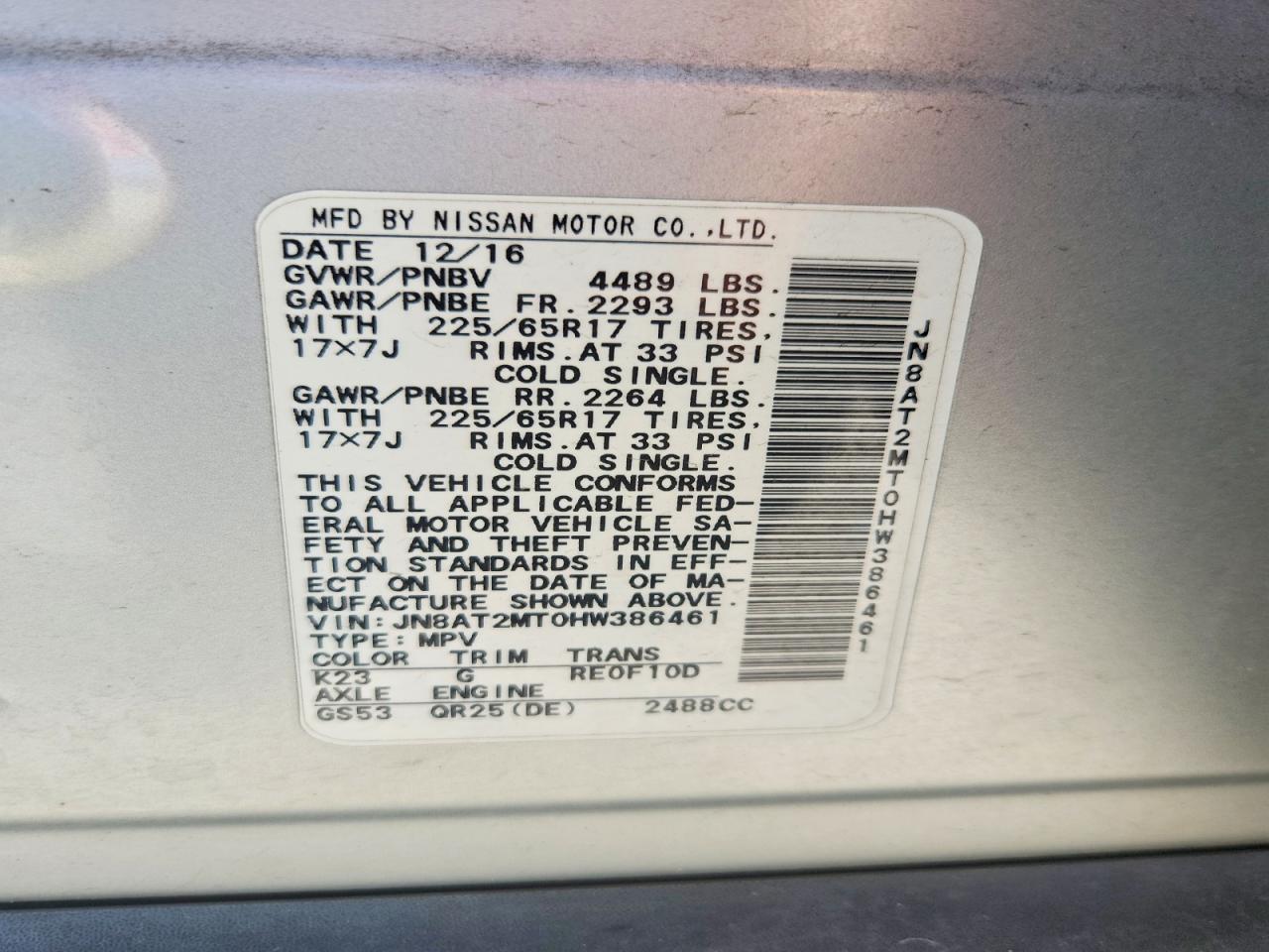 2017 Nissan Rogue S Silver vin: JN8AT2MT0HW386461