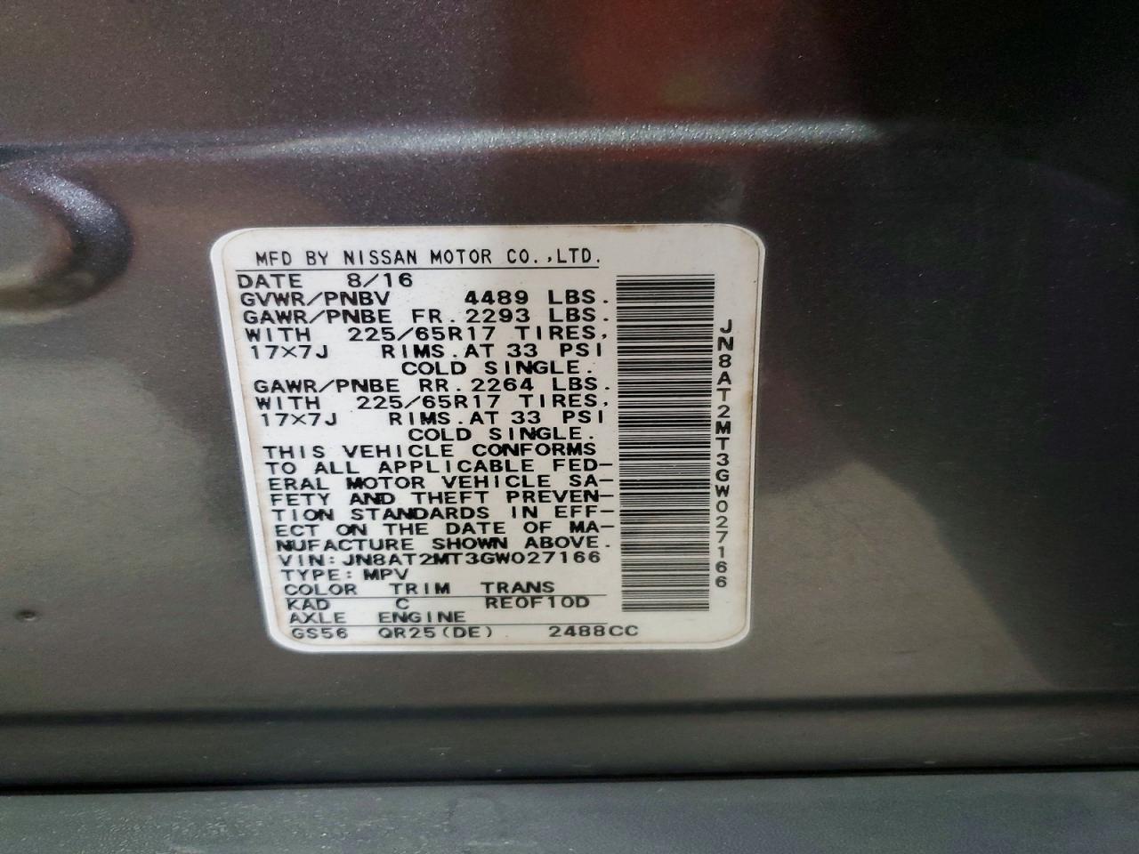 2016 Nissan Rogue S Gray vin: JN8AT2MT3GW027166