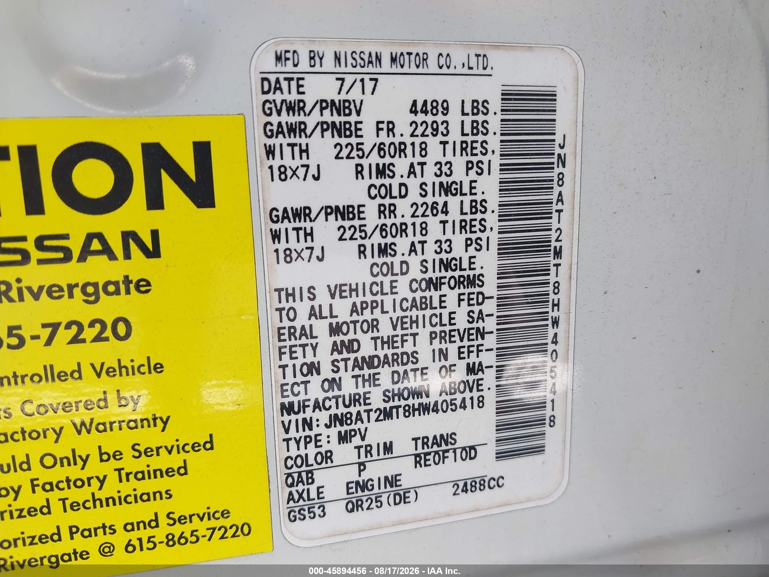 2017 Nissan Rogue Sl White vin: JN8AT2MT8HW405418