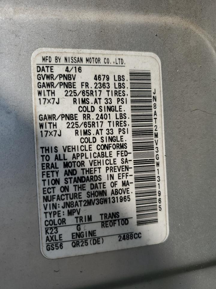 2016 Nissan Rogue S   Silver vin: JN8AT2MV3GW131965