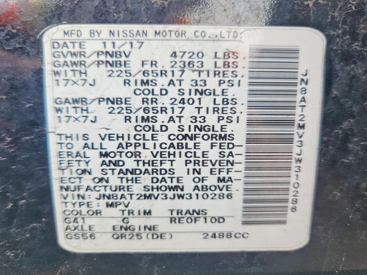 2018 Nissan Rogue S Black vin: JN8AT2MV3JW310286