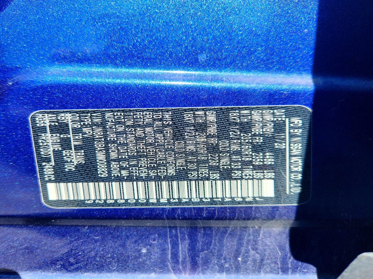 2021 Nissan Rogue Sv Blue vin: JN8AT3BA3MW008829